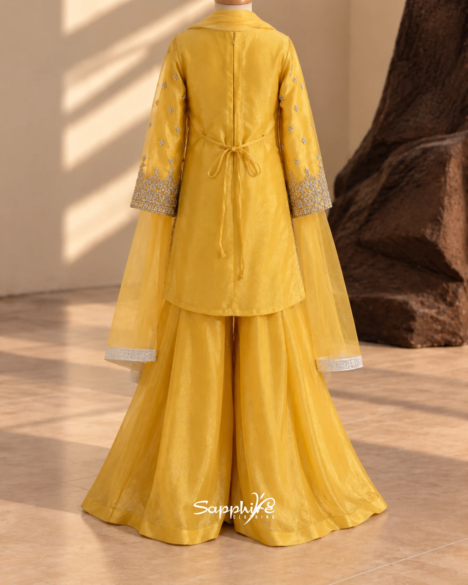 Sunlit Noor Silver Embellished Gharara Set detail 1