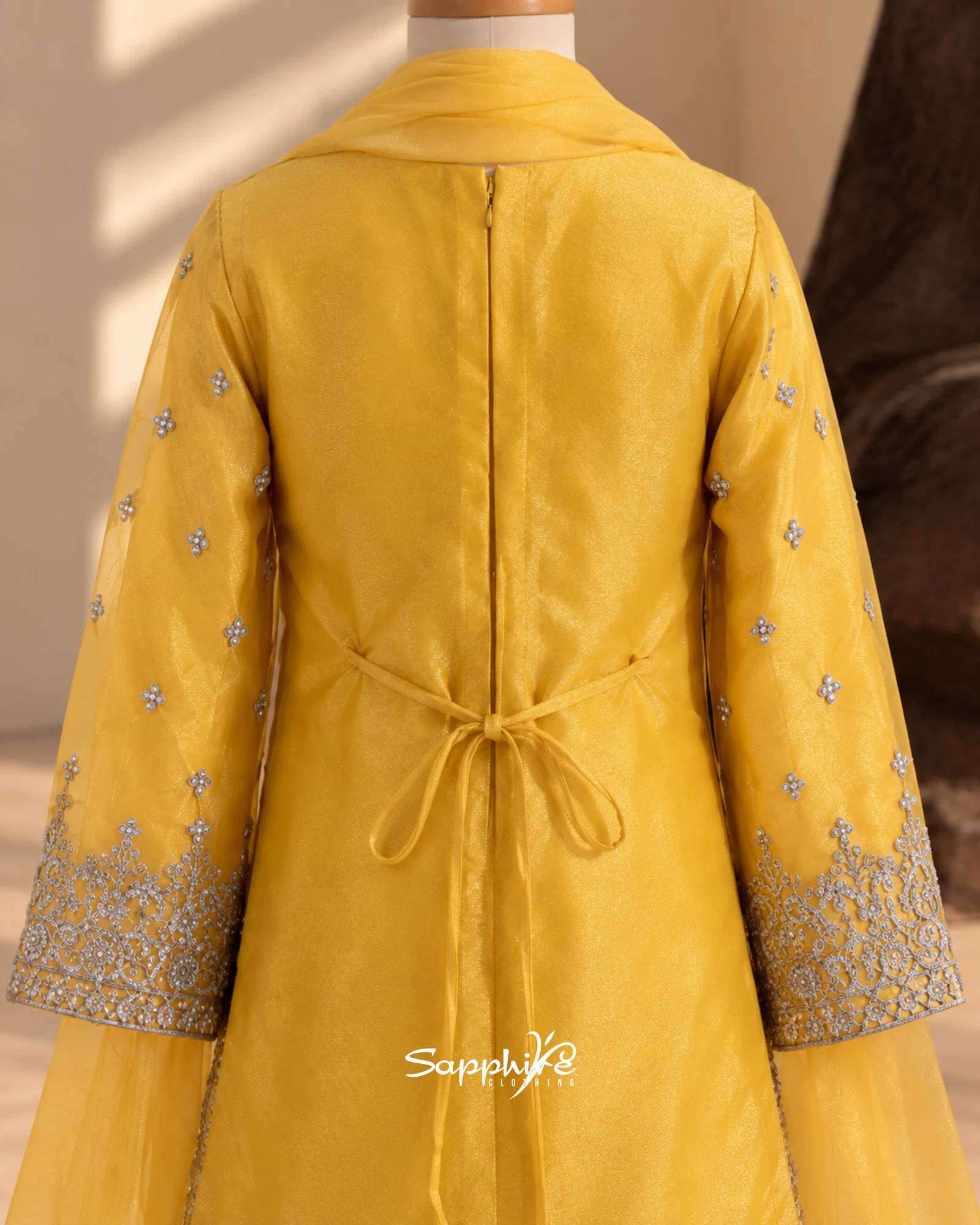 Sunlit Noor Silver Embellished Gharara Set detail 4