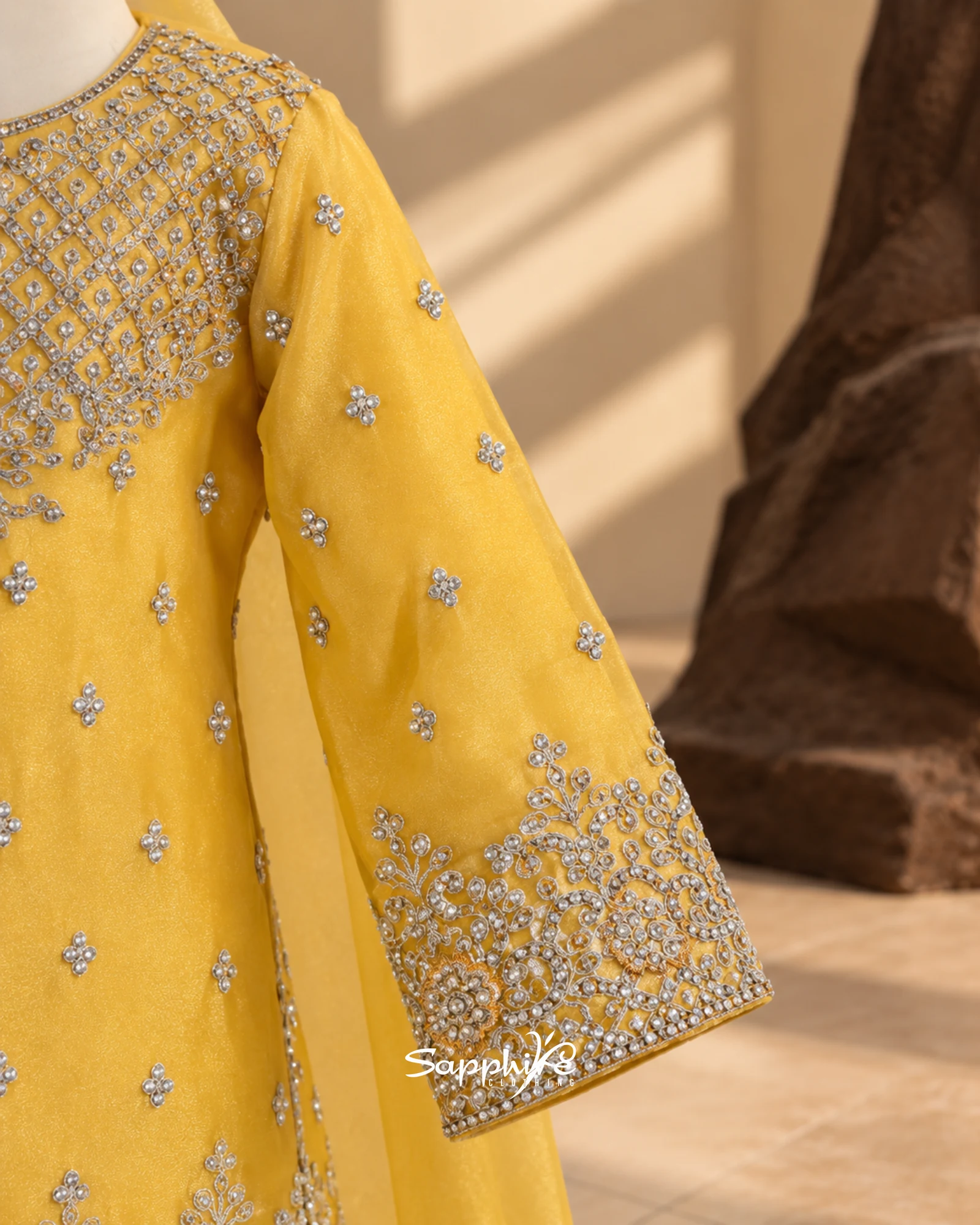 Sunlit Noor Silver Embellished Gharara Set detail 5