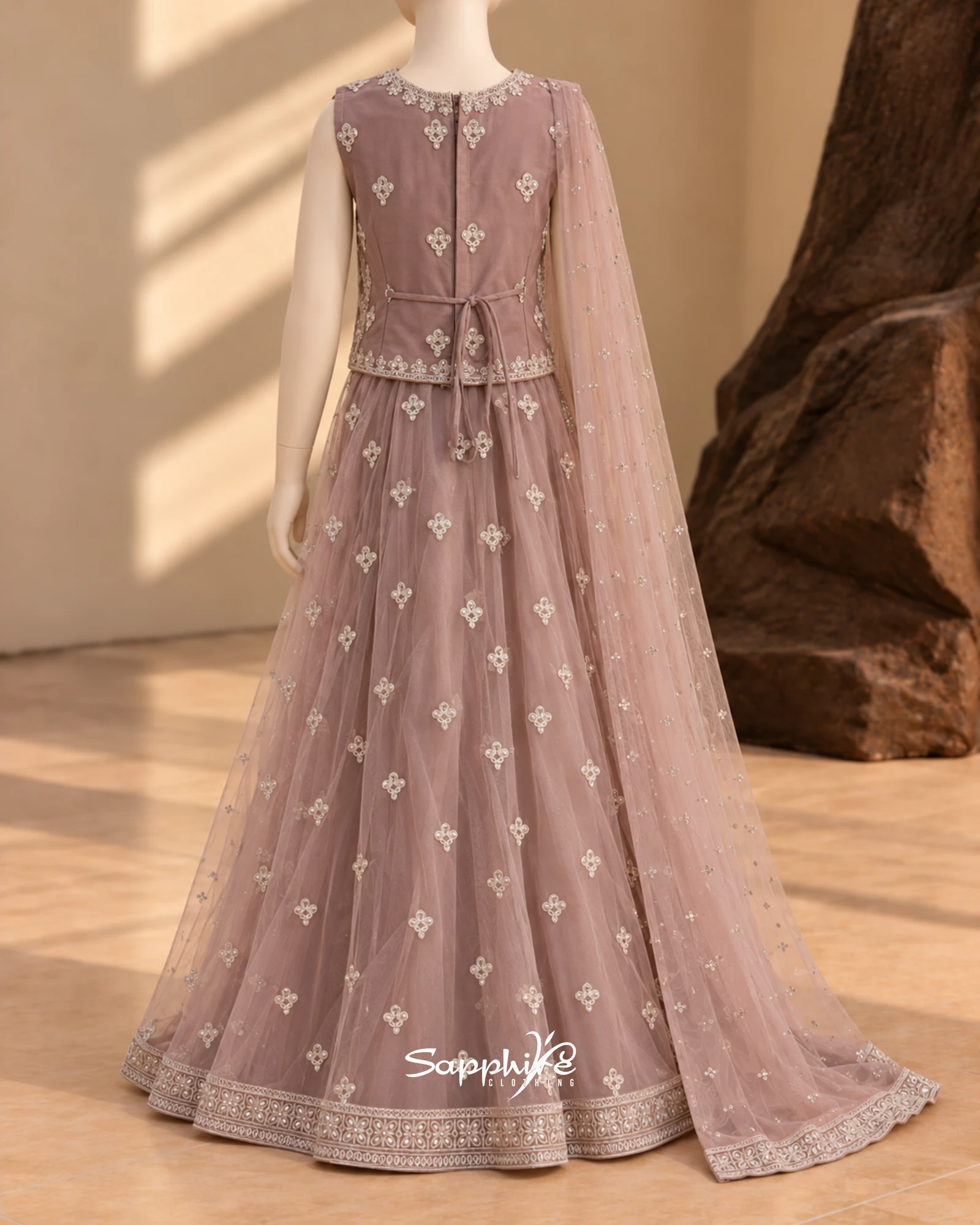 Mauve Pearl Garden Girls Sharara Set detail 1