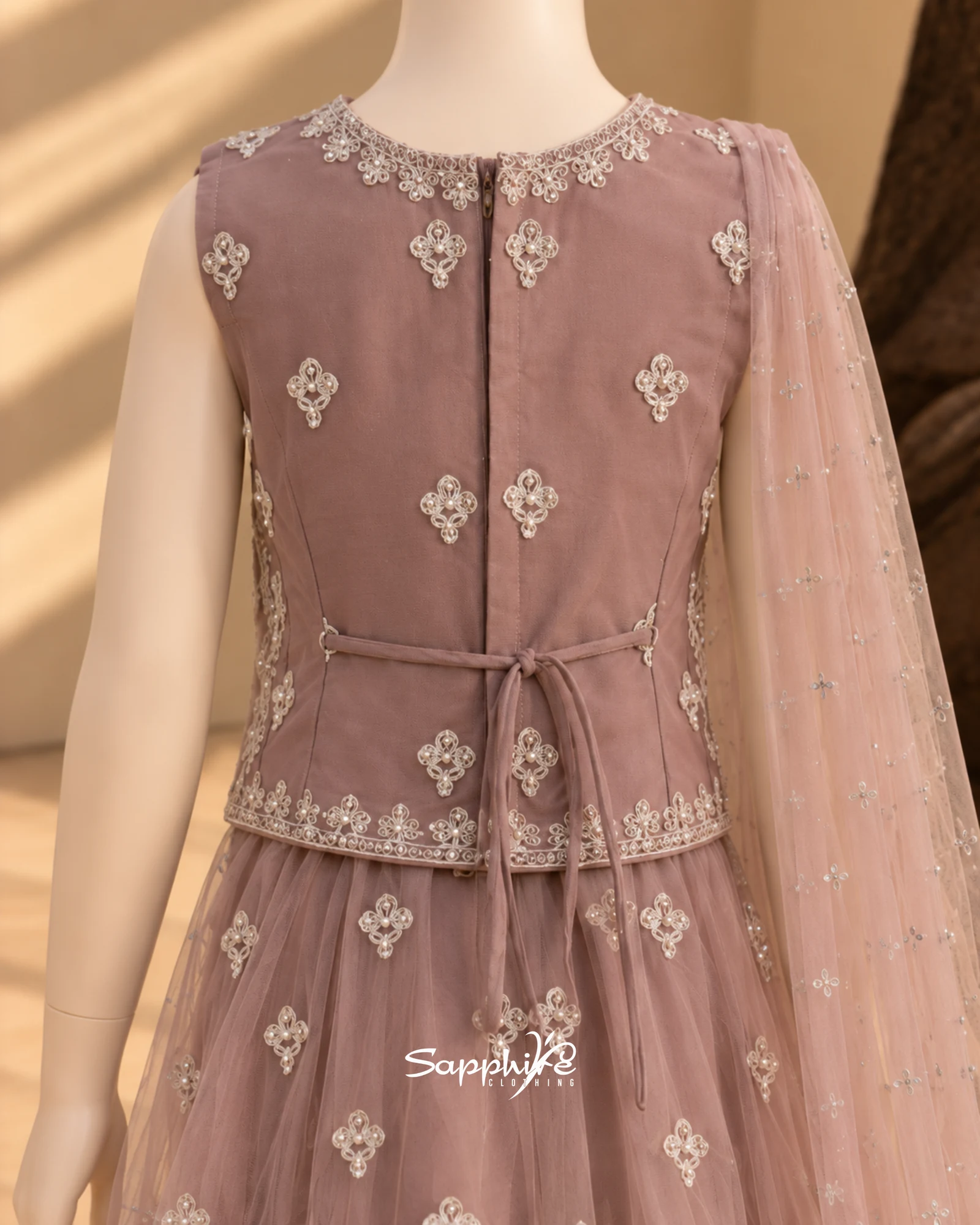 Mauve Pearl Garden Girls Sharara Set detail 4