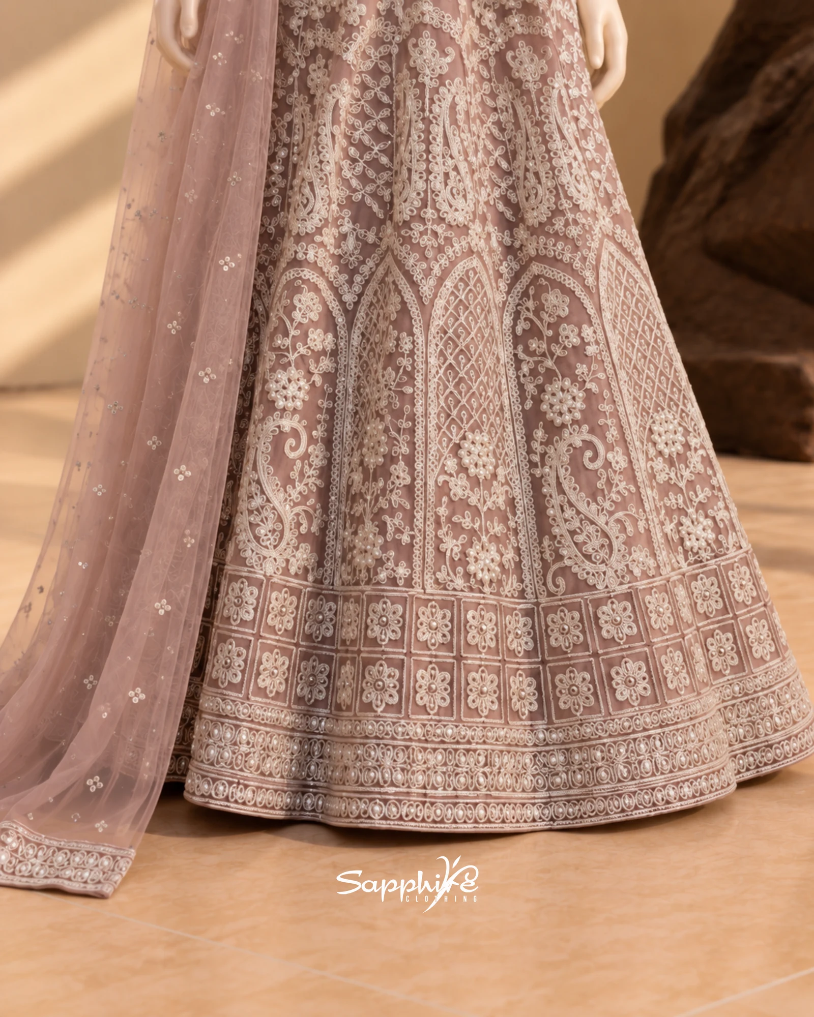 Mauve Pearl Garden Girls Sharara Set detail 5