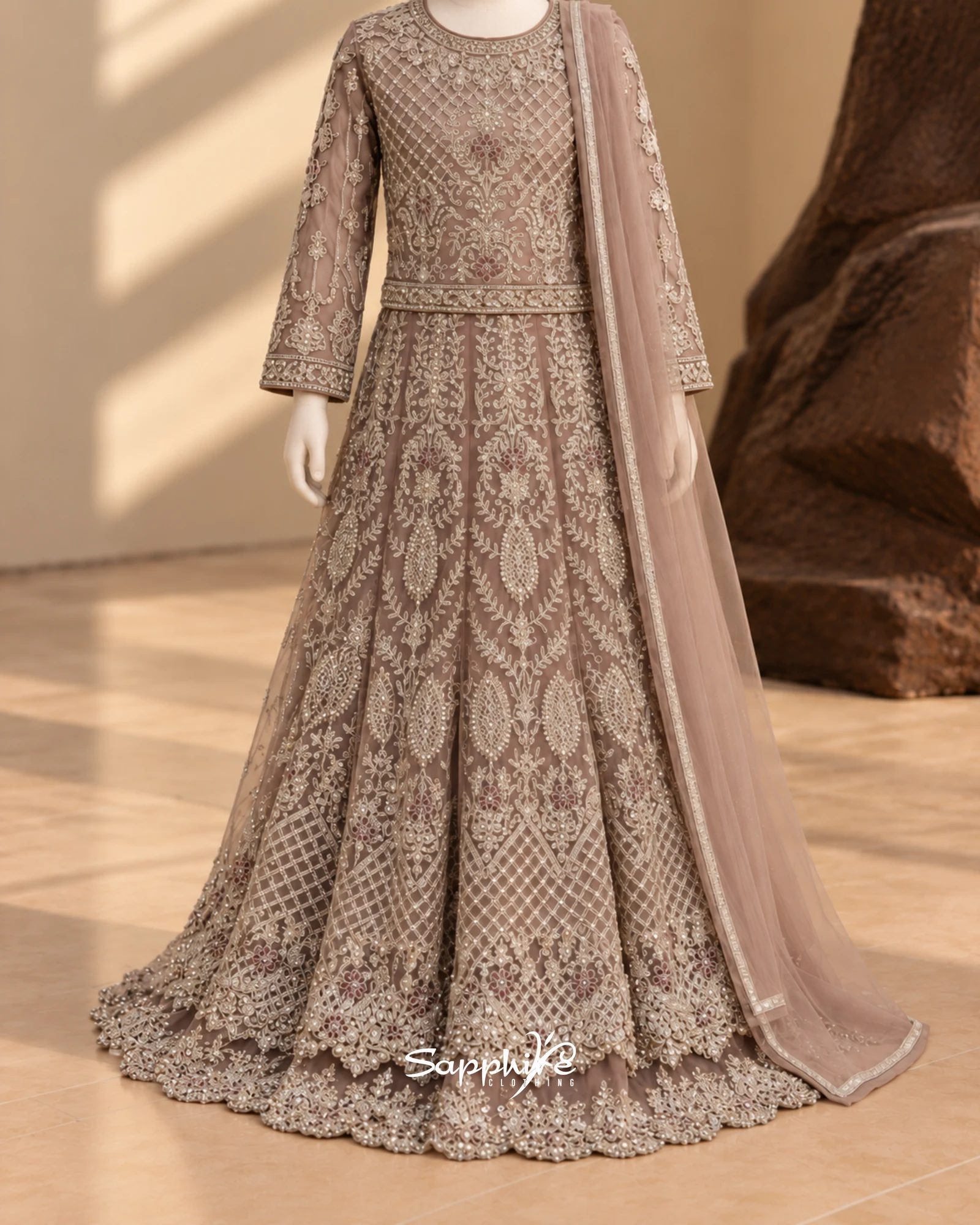 Mauve Amara Sharara Set detail 1