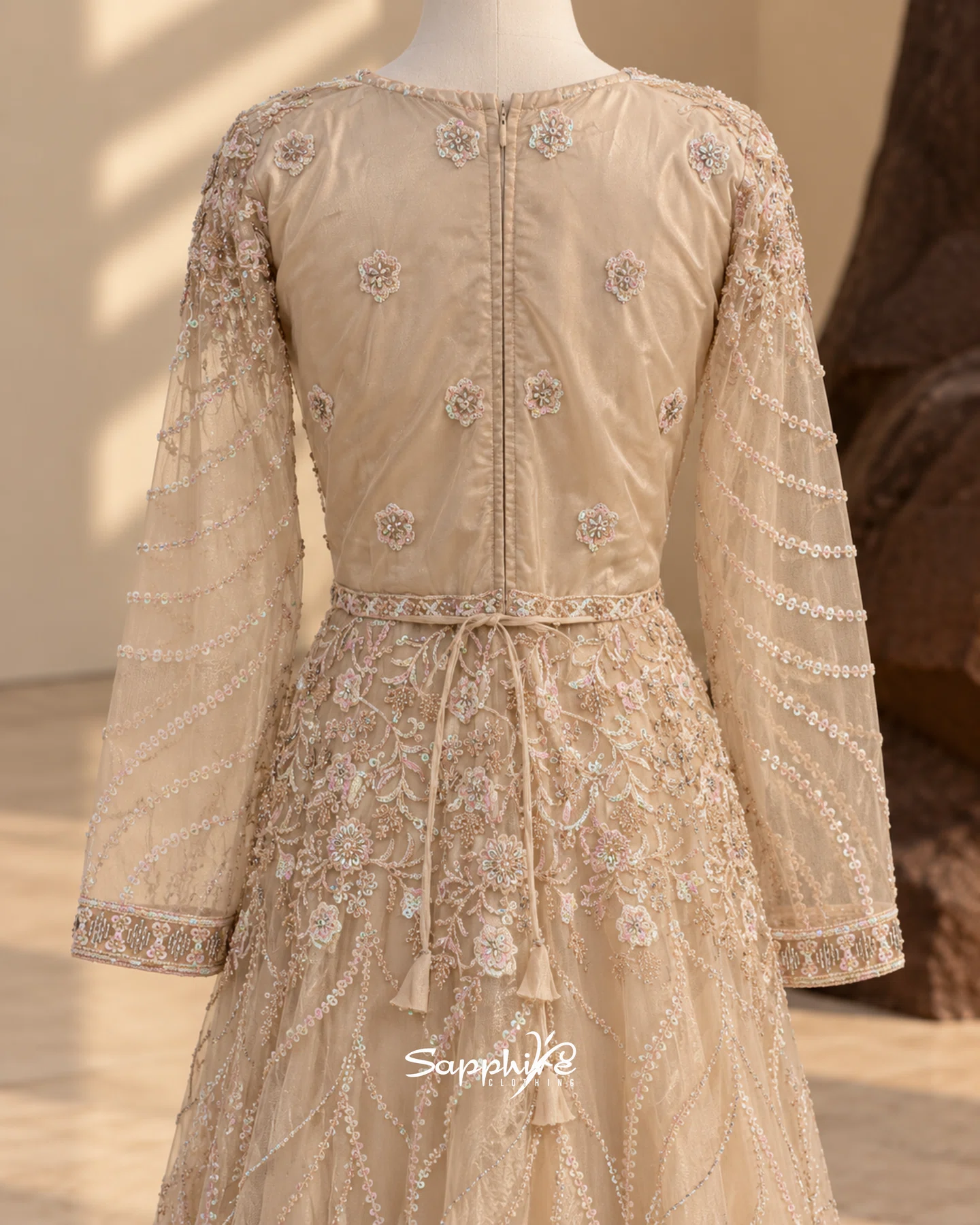 Champagne Elara Embellished Gown detail 4