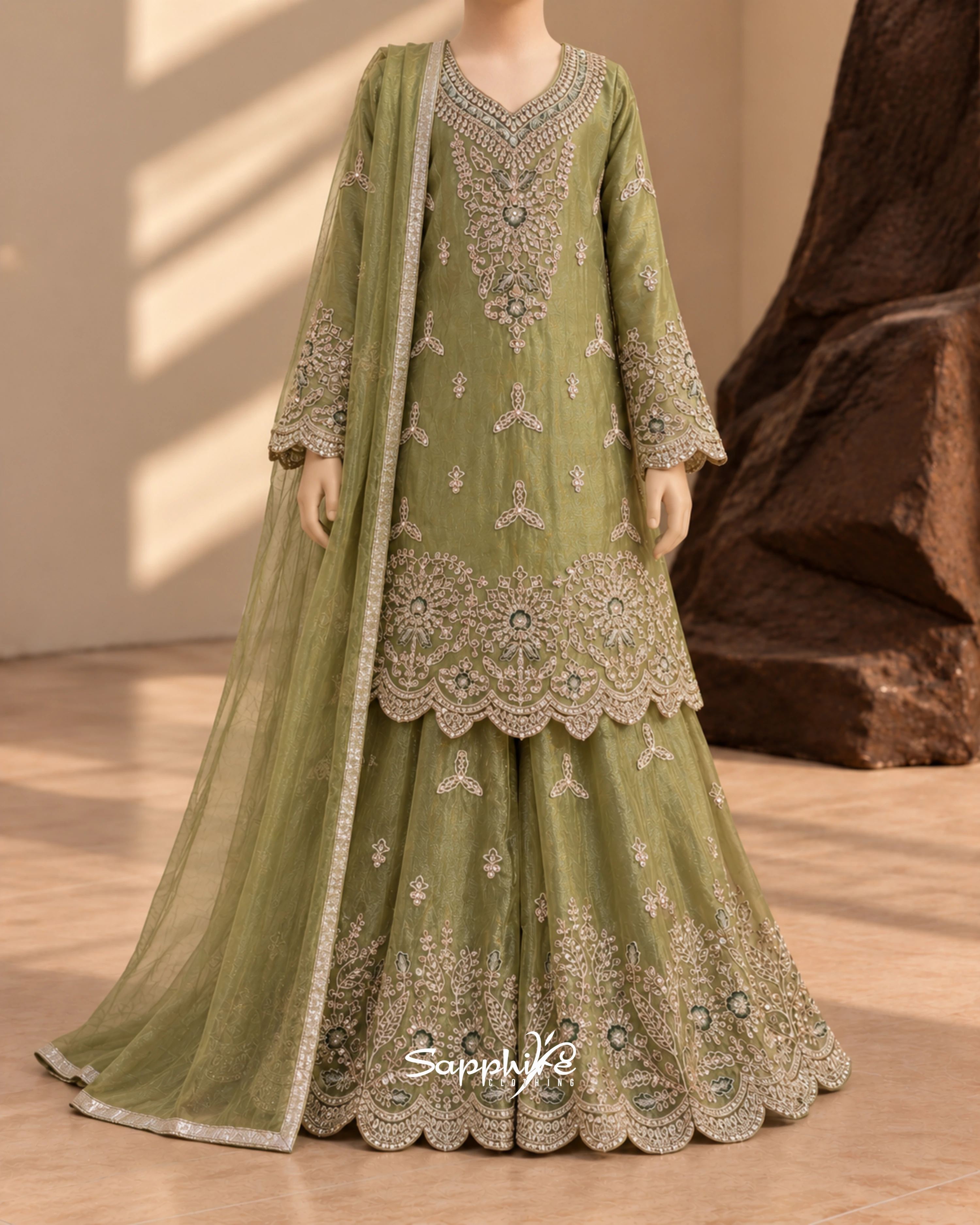 Olive Grace Embellished Partywear Set detail 1