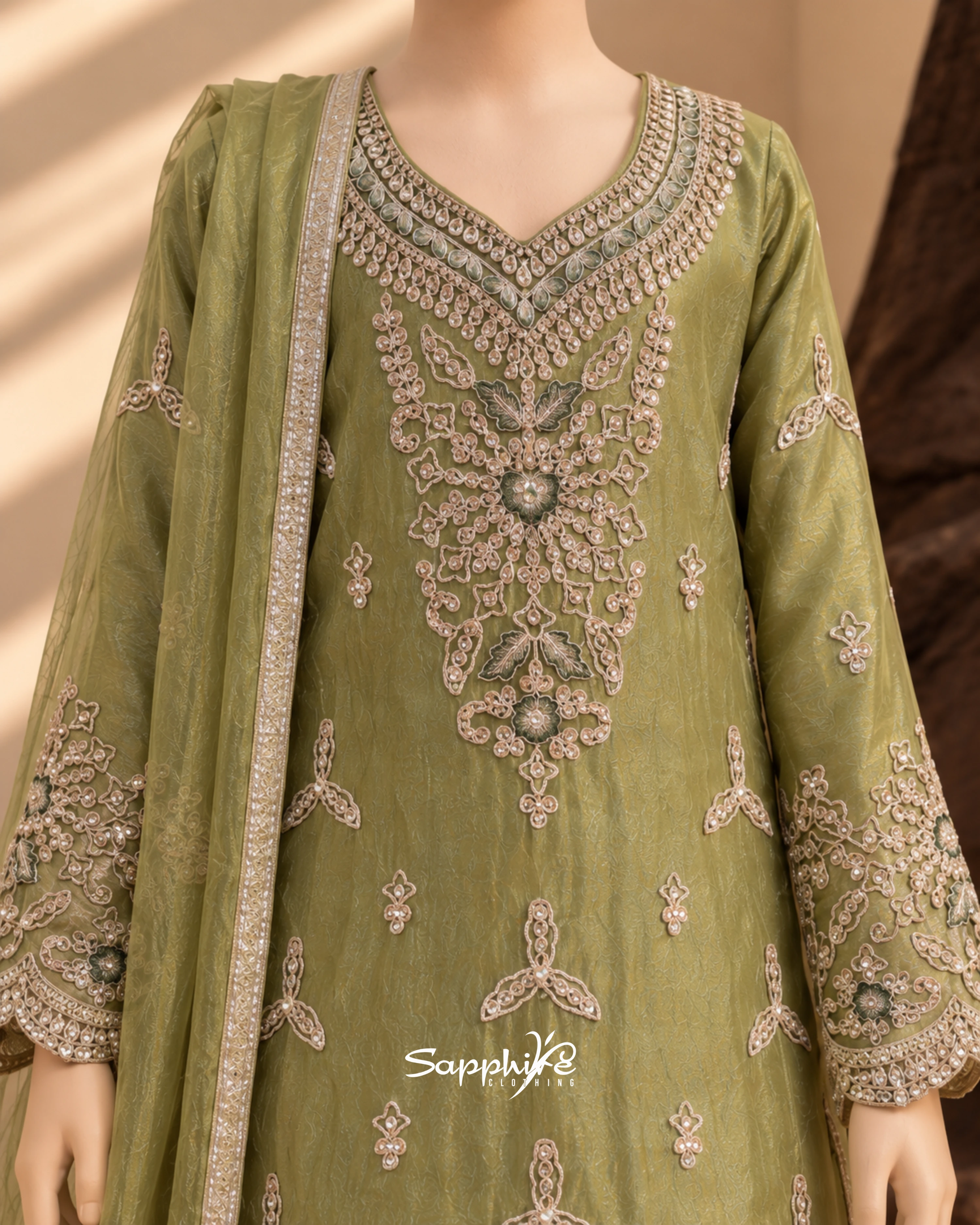 Olive Grace Embellished Partywear Set detail 3