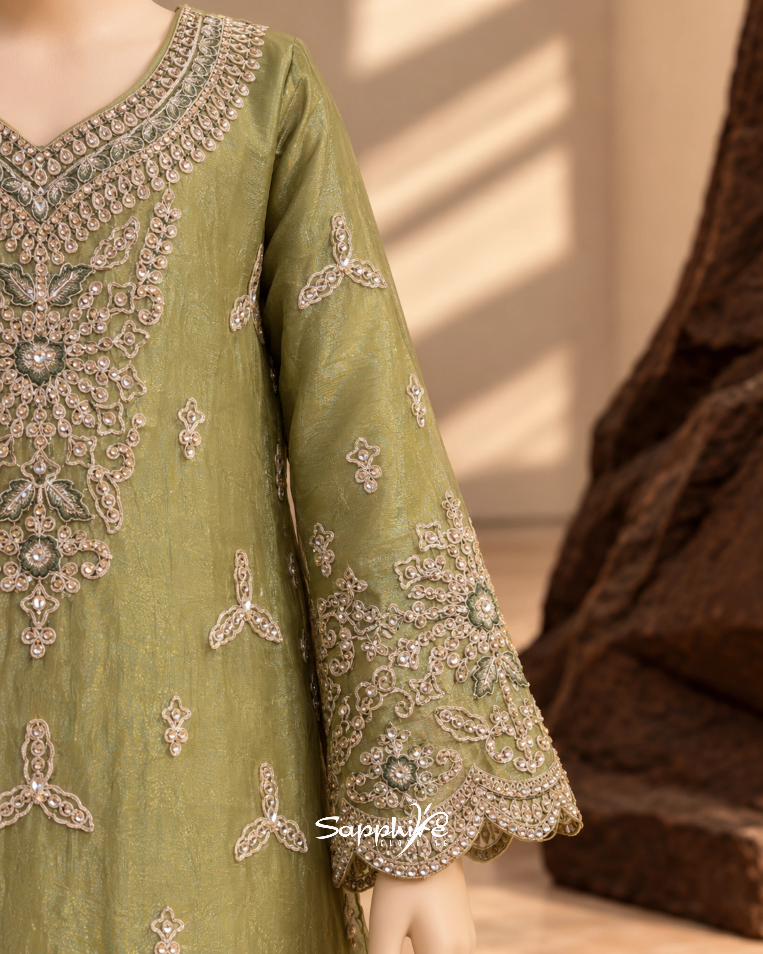 Olive Grace Embellished Partywear Set detail 5