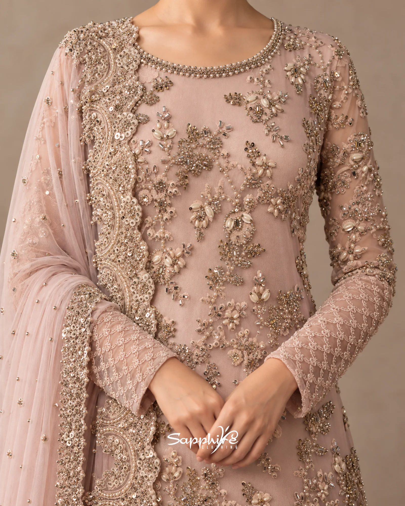 Blush Mehr Embellished Gharara Set detail 4