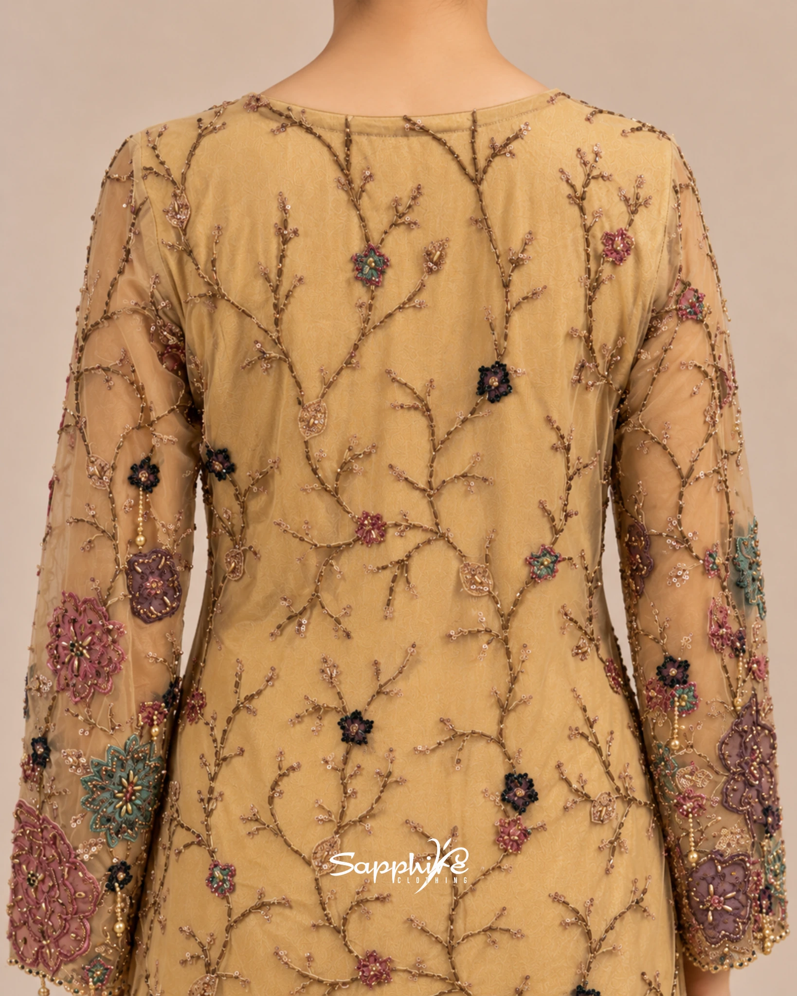 Golden Garden Multicolour Embellished Sharara Set detail 4