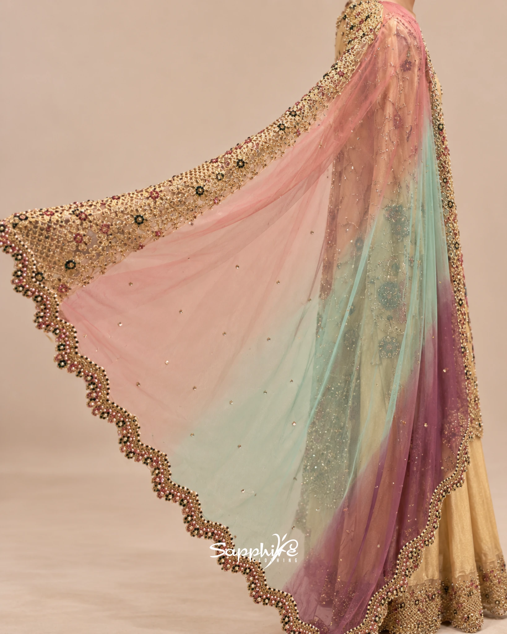 Golden Garden Multicolour Embellished Sharara Set detail 7