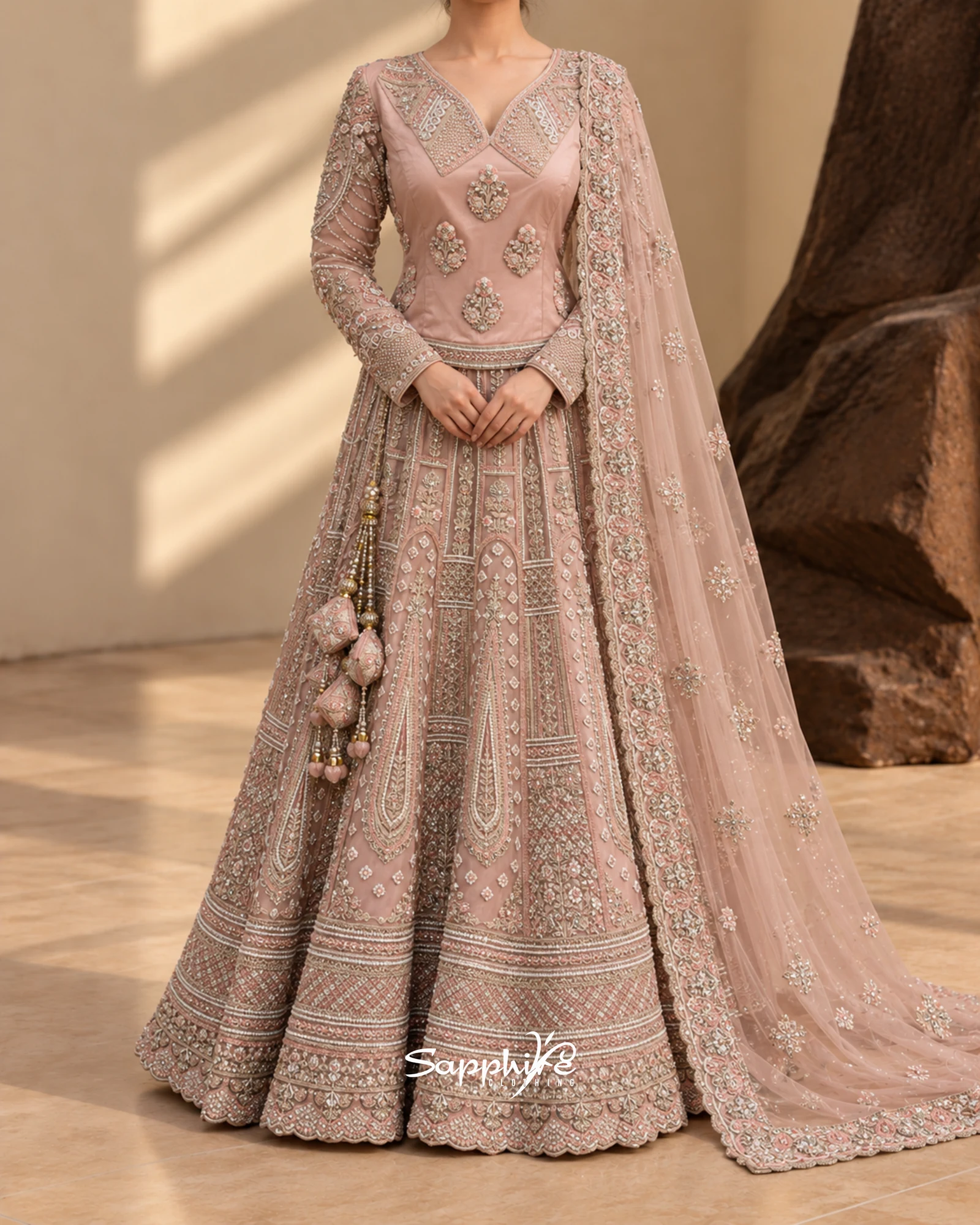 Rose Elara Embellished Short-Shirt Sharara Set detail 1