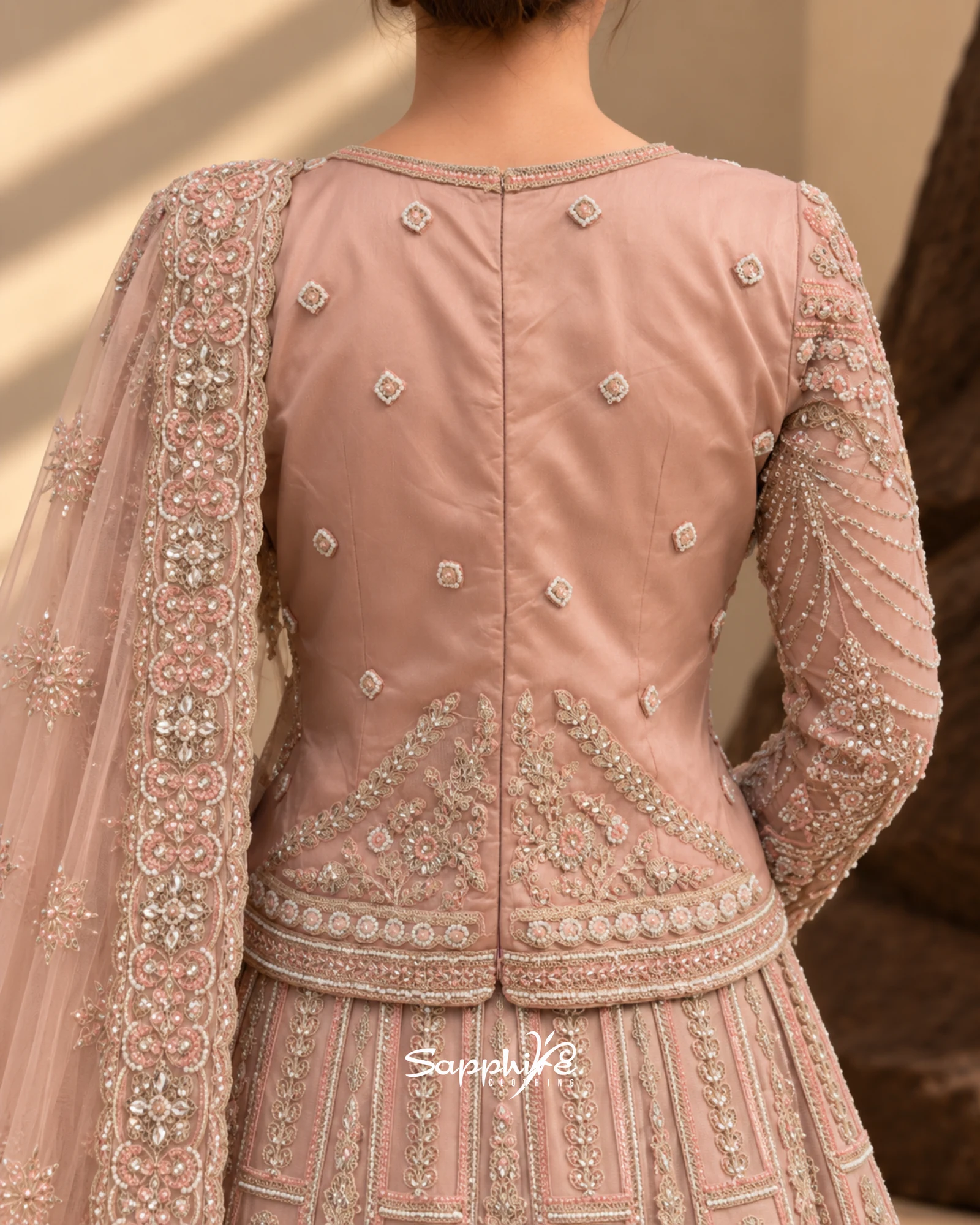 Rose Elara Embellished Short-Shirt Sharara Set detail 4