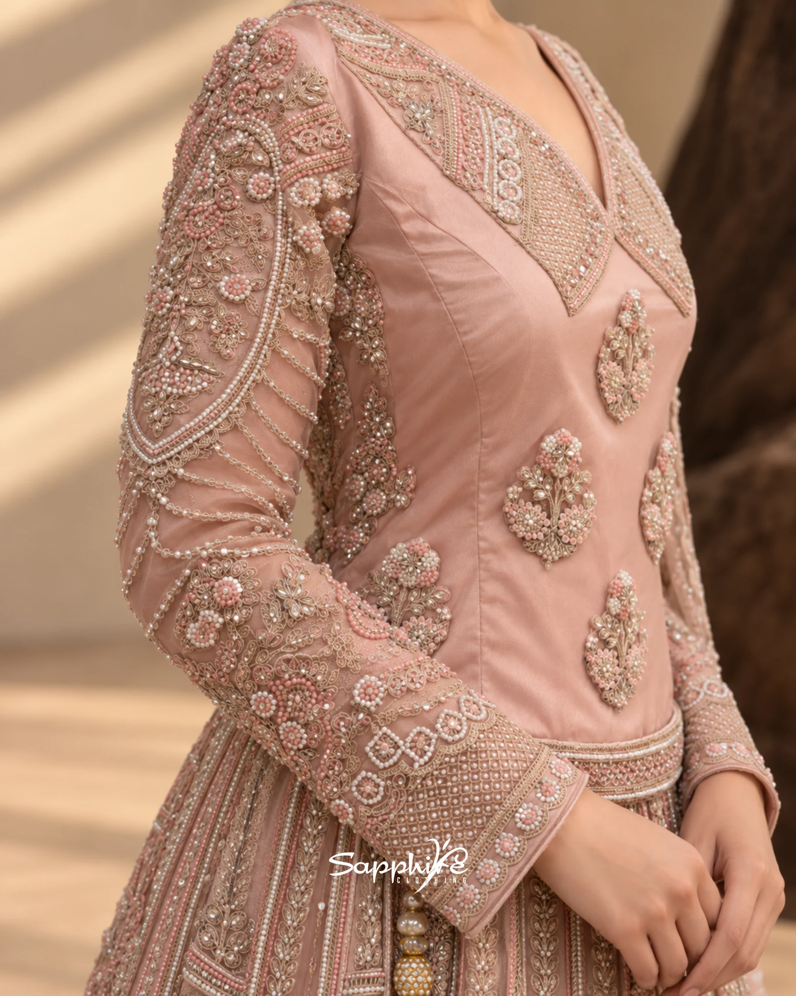 Rose Elara Embellished Short-Shirt Sharara Set detail 5