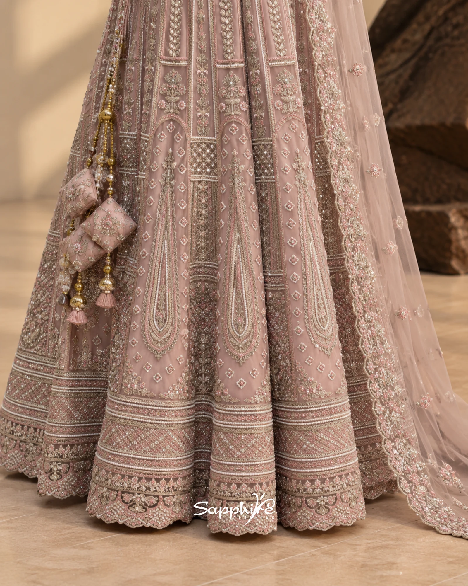 Rose Elara Embellished Short-Shirt Sharara Set detail 6