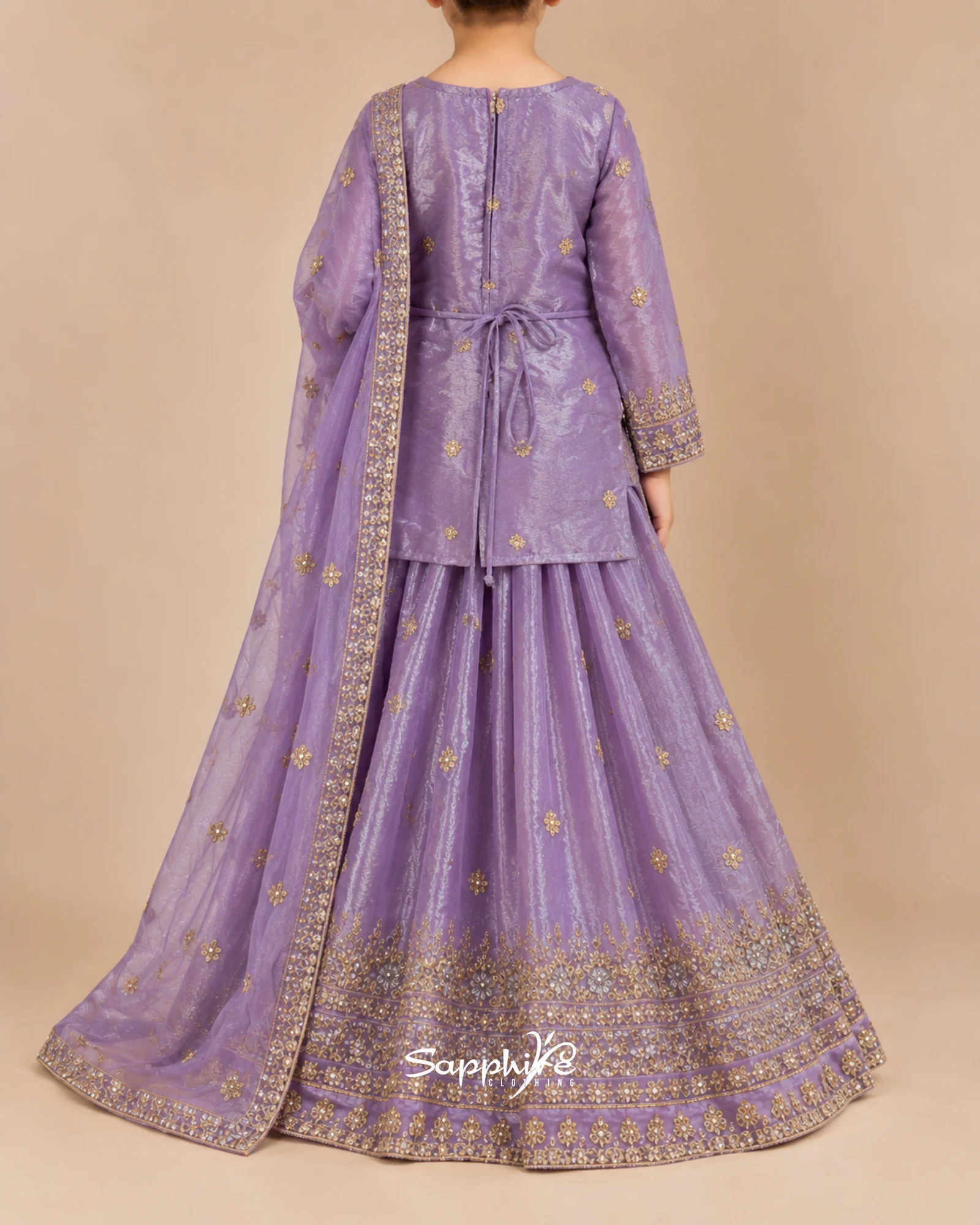 Lavender Zaria Embellished Mid-Length Sharara Set detail 2