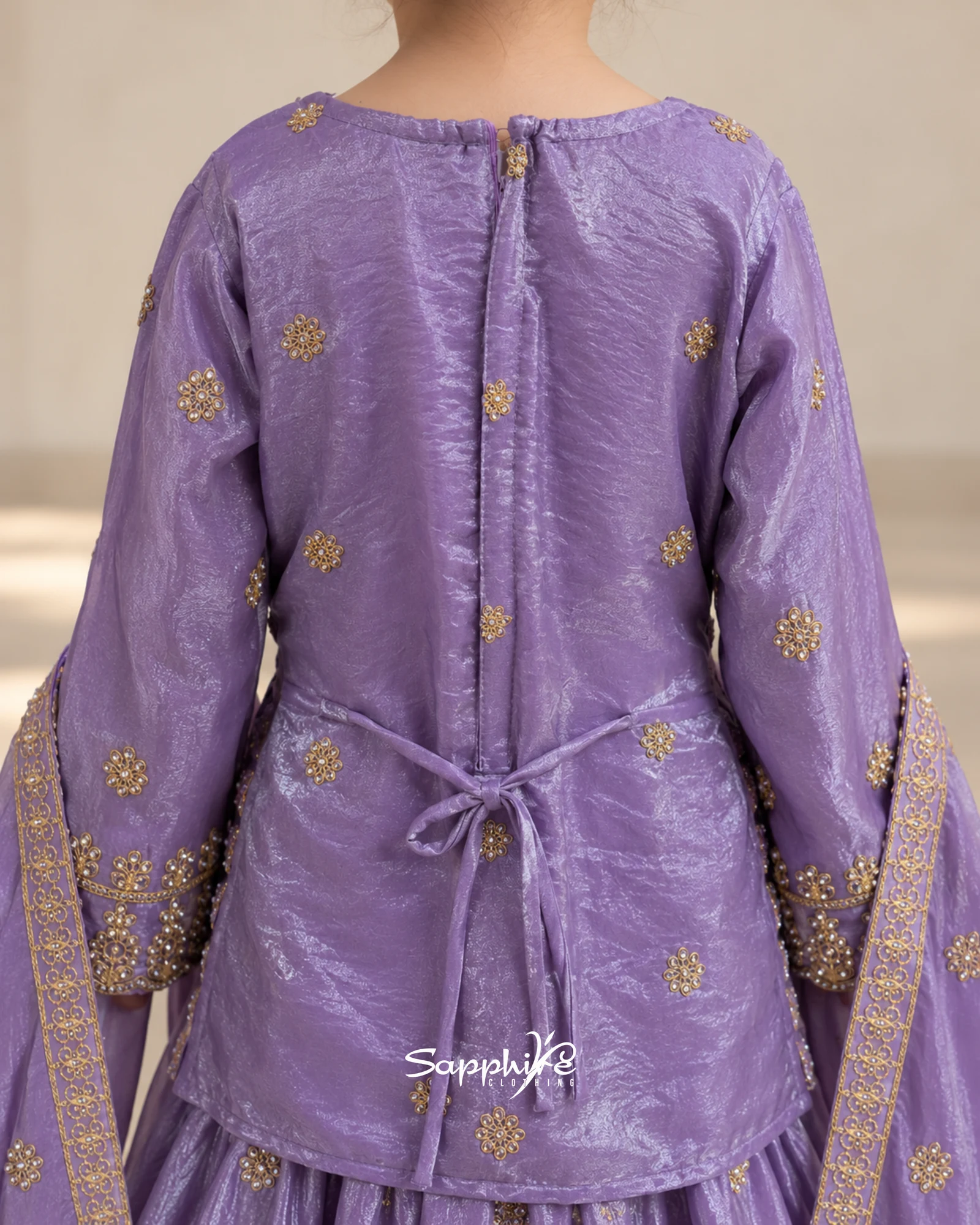 Lavender Zaria Embellished Mid-Length Sharara Set detail 4
