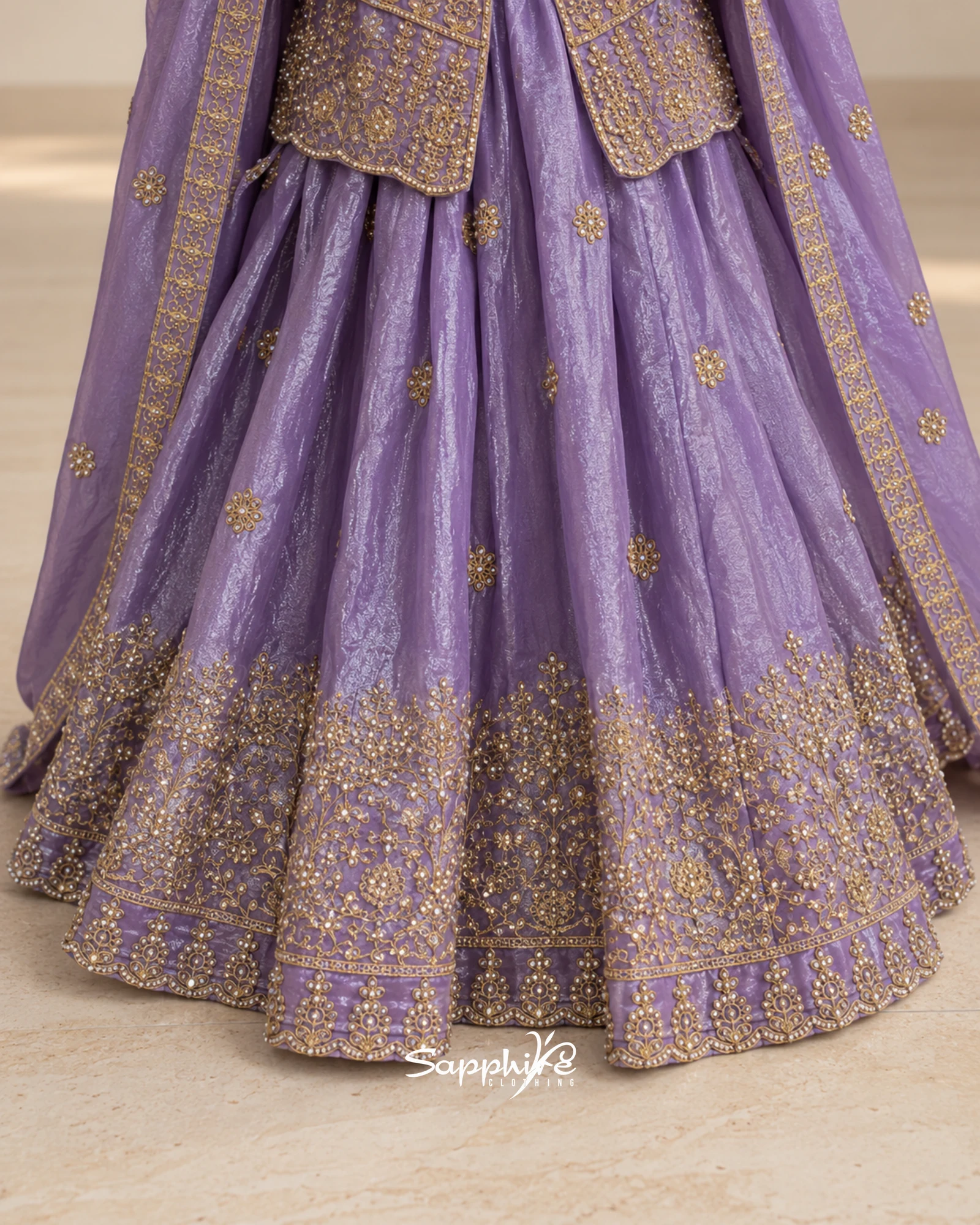 Lavender Zaria Embellished Mid-Length Sharara Set detail 6