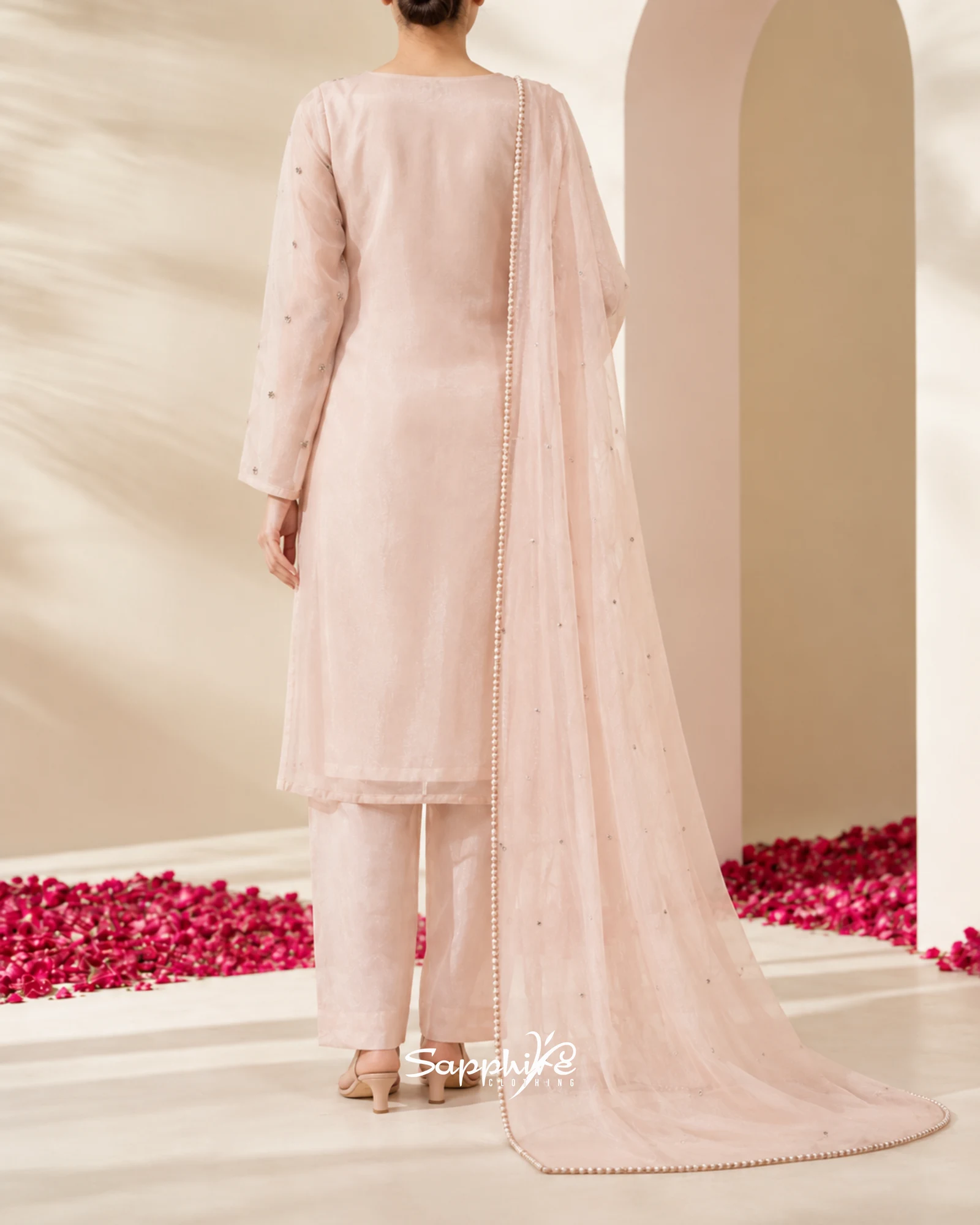 Blush Pearl Three-Piece Partywear Set detail 2
