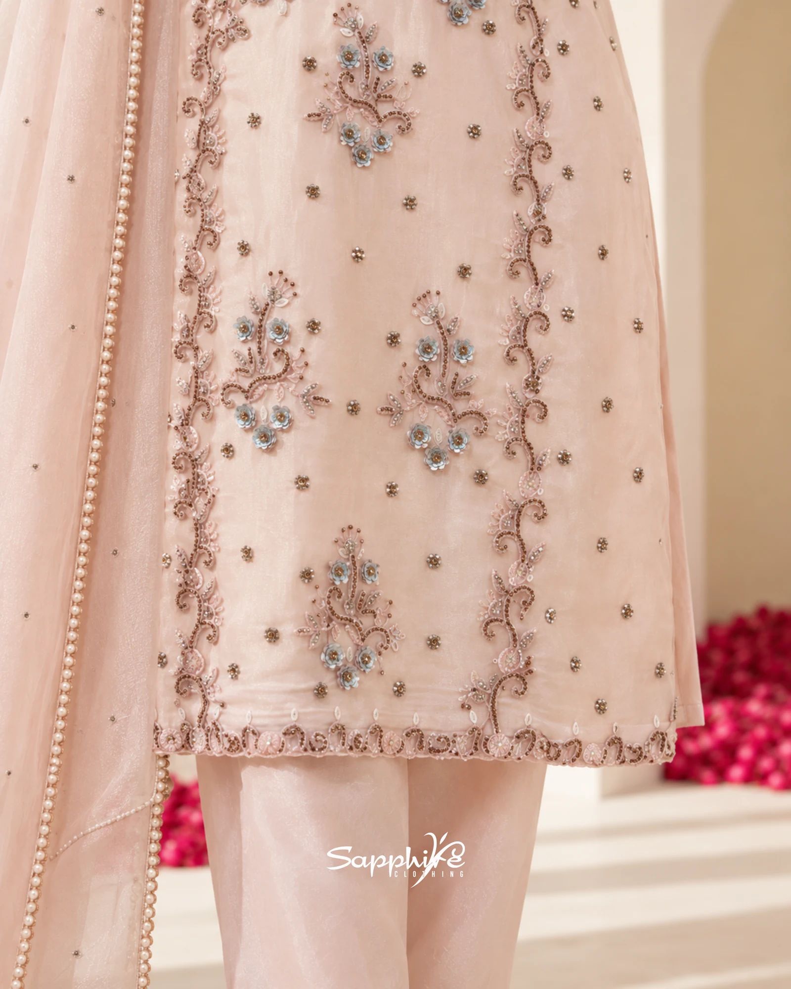 Blush Pearl Three-Piece Partywear Set detail 5