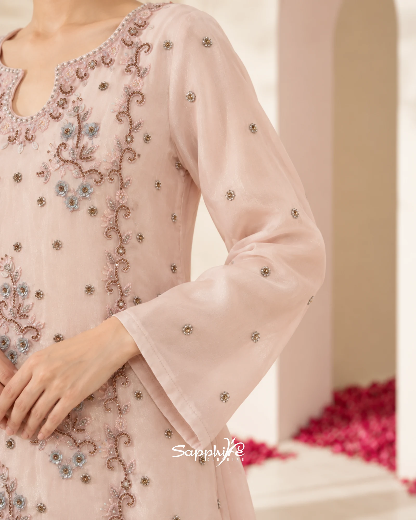 Blush Pearl Three-Piece Partywear Set detail 6
