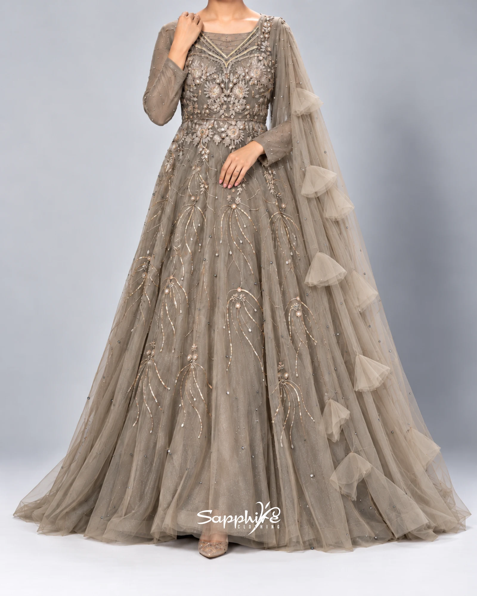 Silver Willow Embellished Gown detail 1