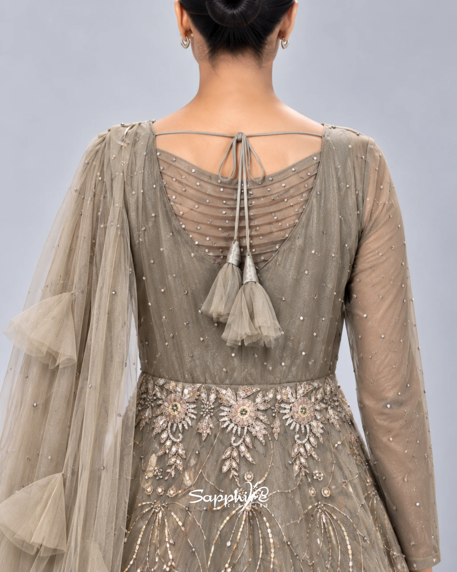 Silver Willow Embellished Gown detail 4