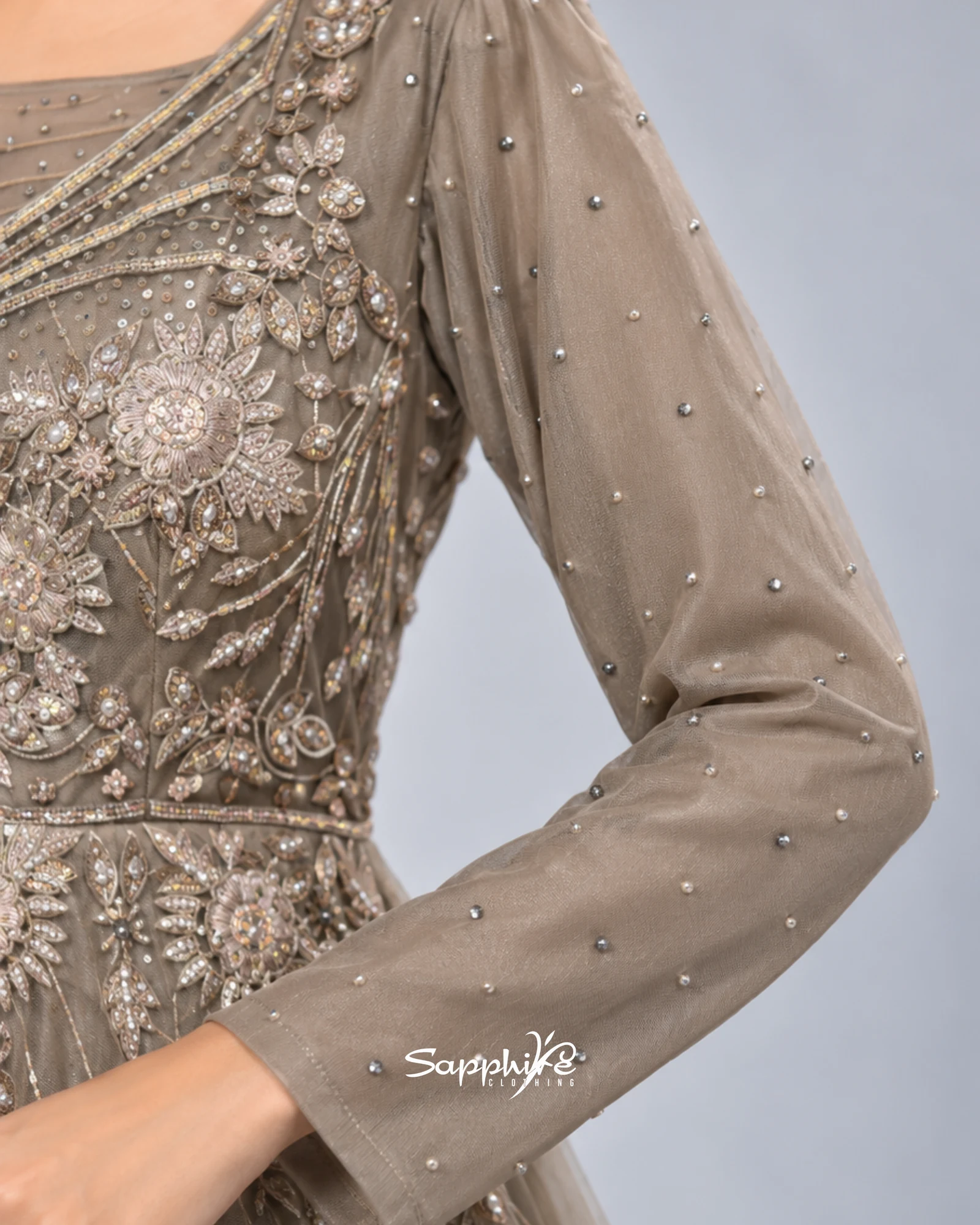Silver Willow Embellished Gown detail 5