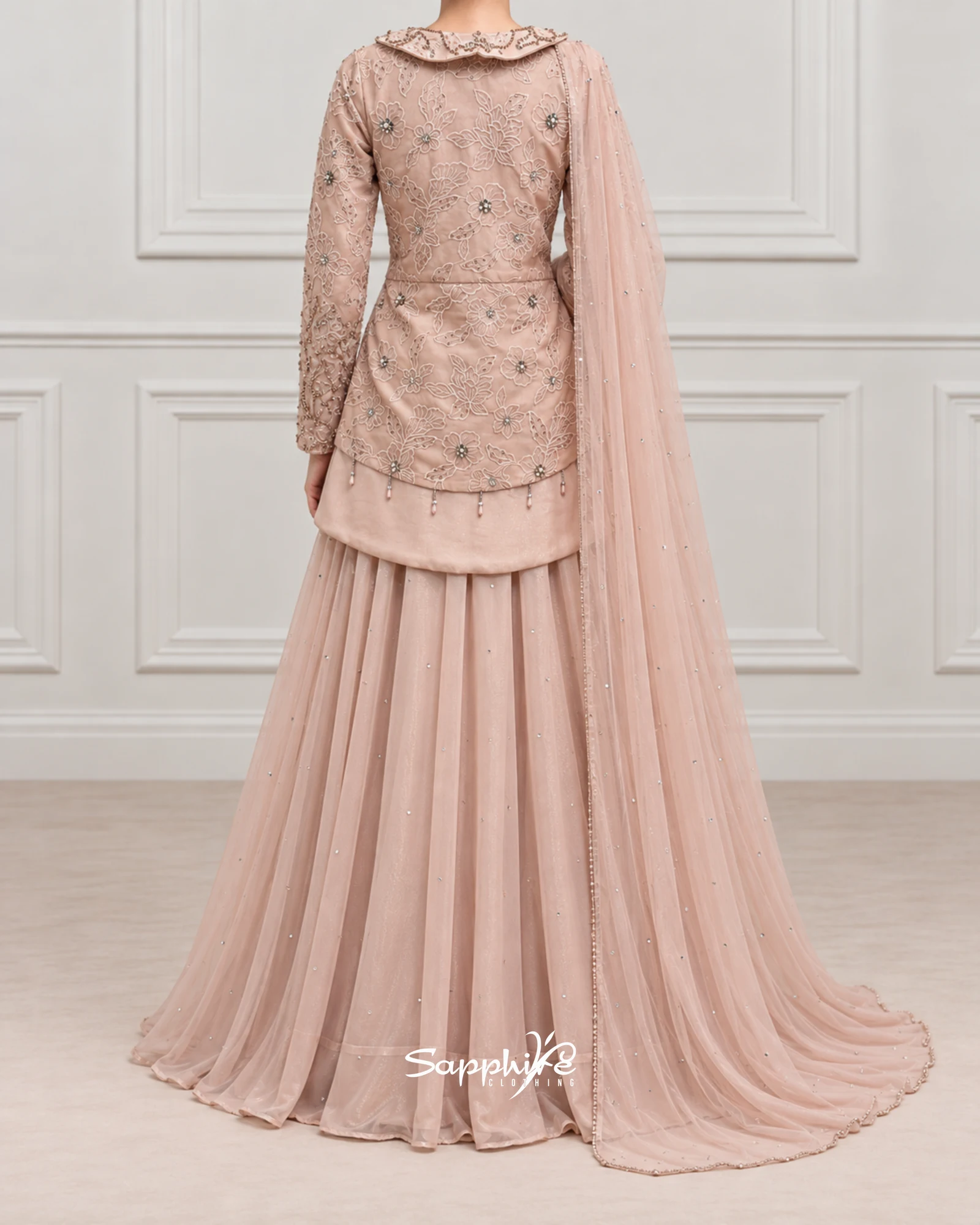 Blush Botanical Coat Gown detail 2