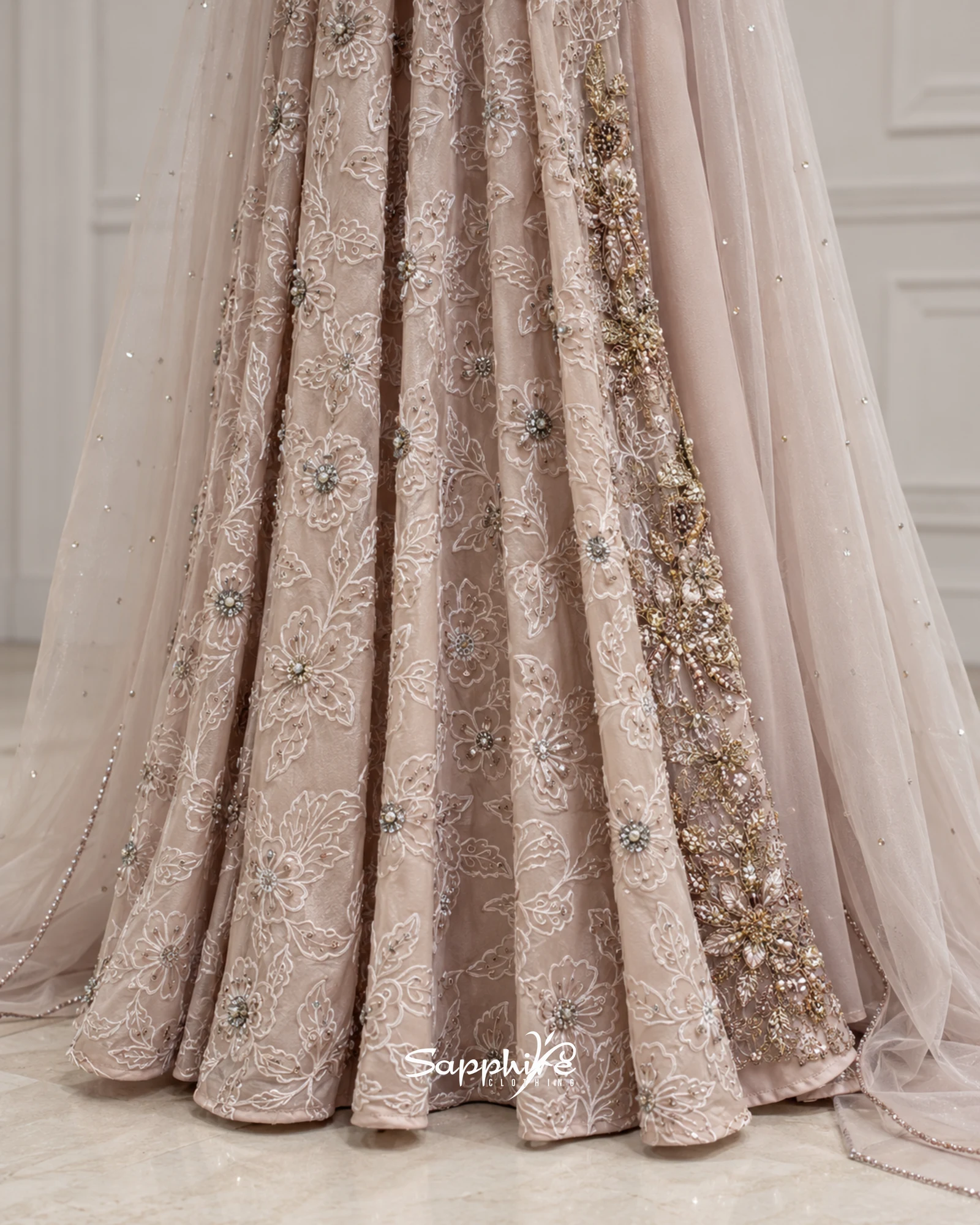 Blush Botanical Coat Gown detail 6