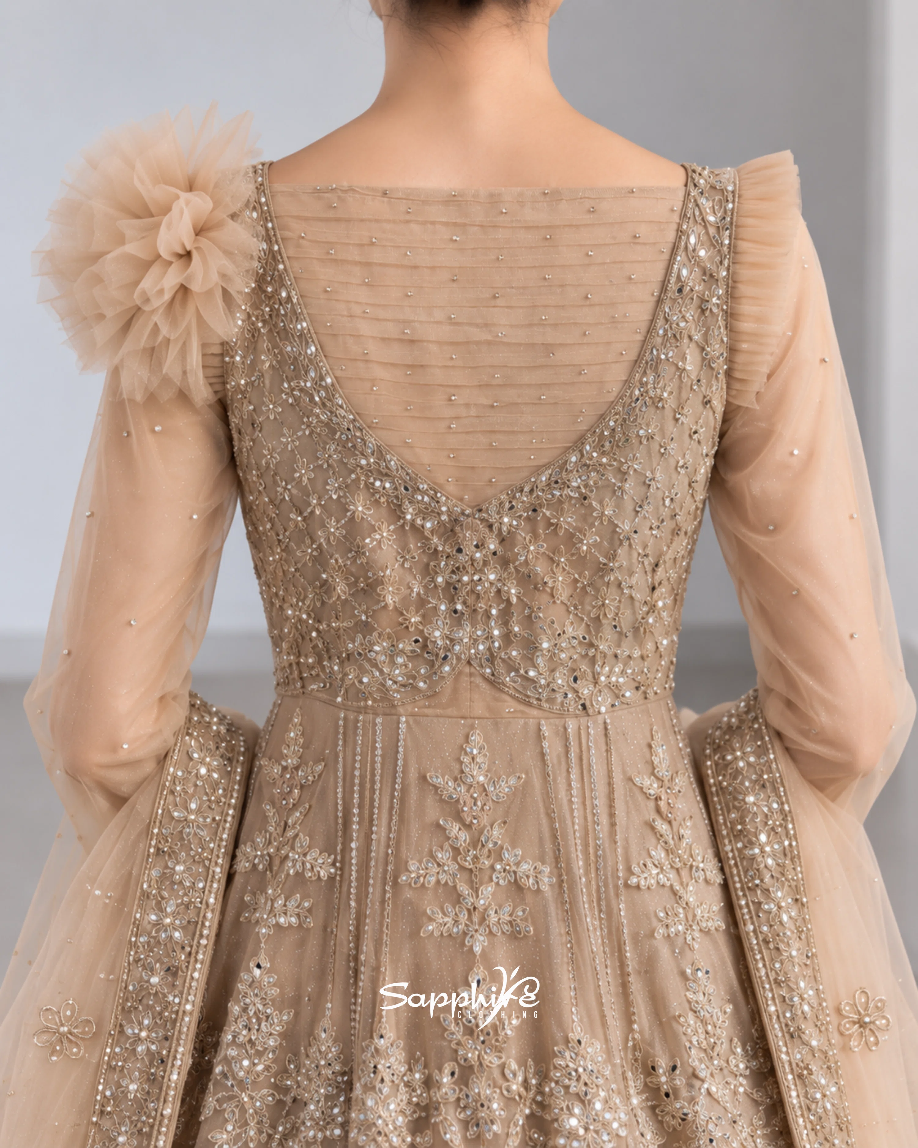 Champagne Seraphina Embellished Bridal Gown Set detail 3