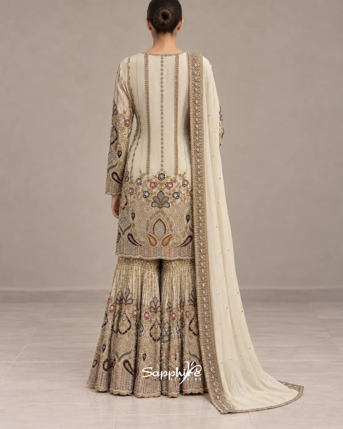 Ivory Opulence Embellished Gharara Set detail 2