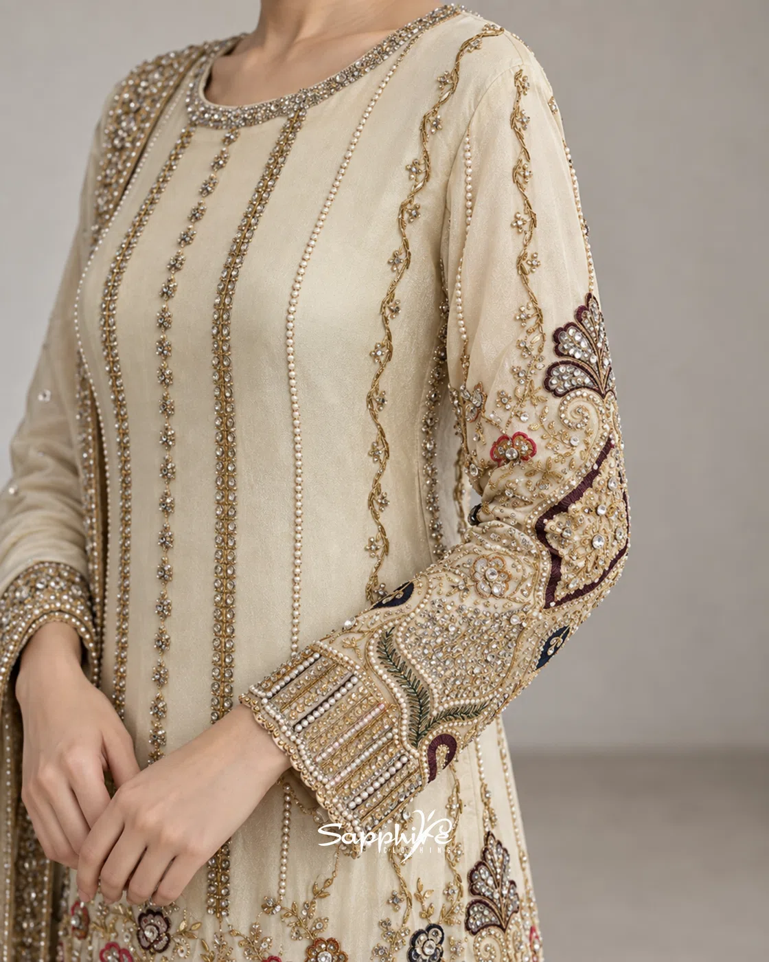 Ivory Opulence Embellished Gharara Set detail 5