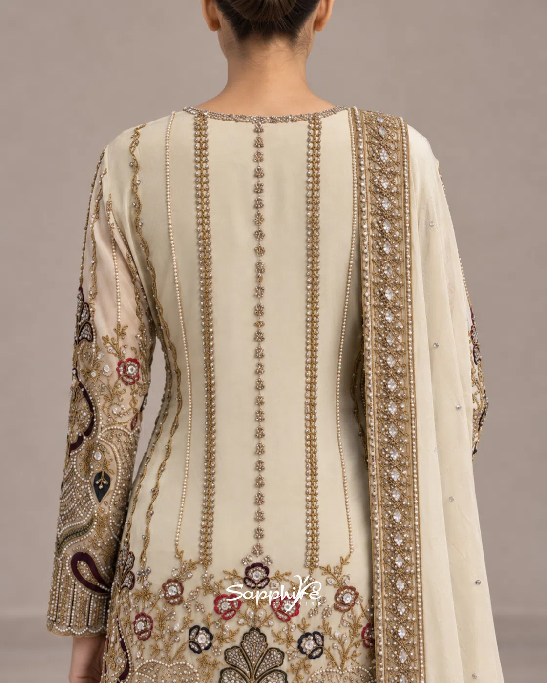 Ivory Opulence Embellished Gharara Set detail 7