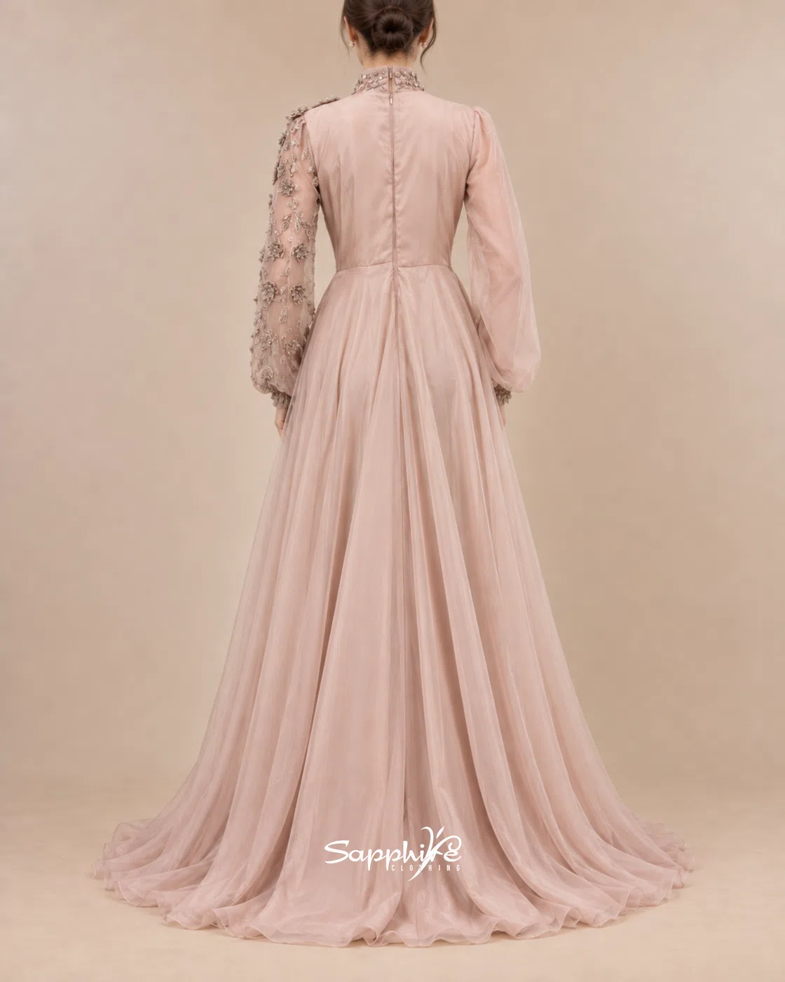 Blush Reverie Pearl Floral Gown detail 2