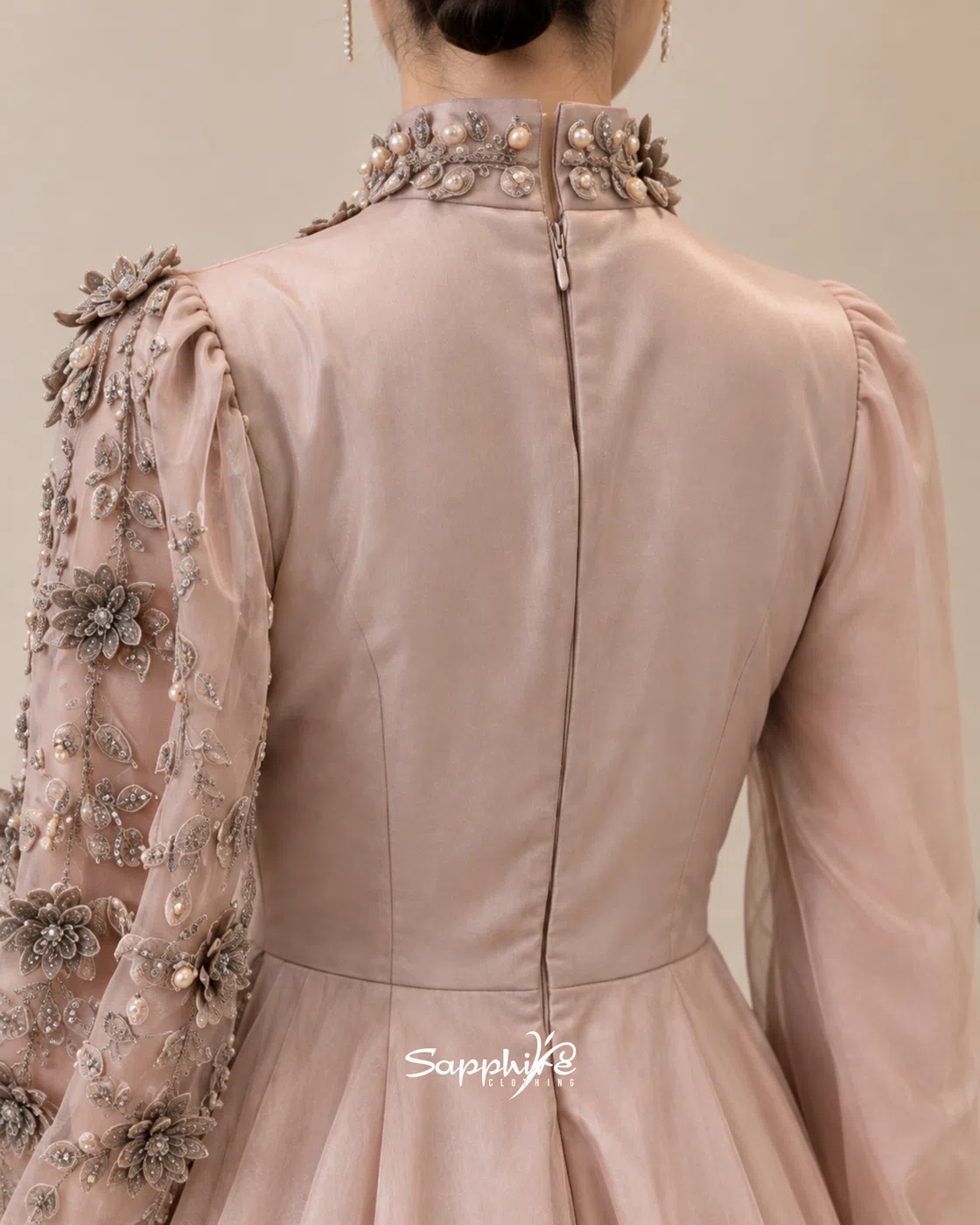 Blush Reverie Pearl Floral Gown detail 5