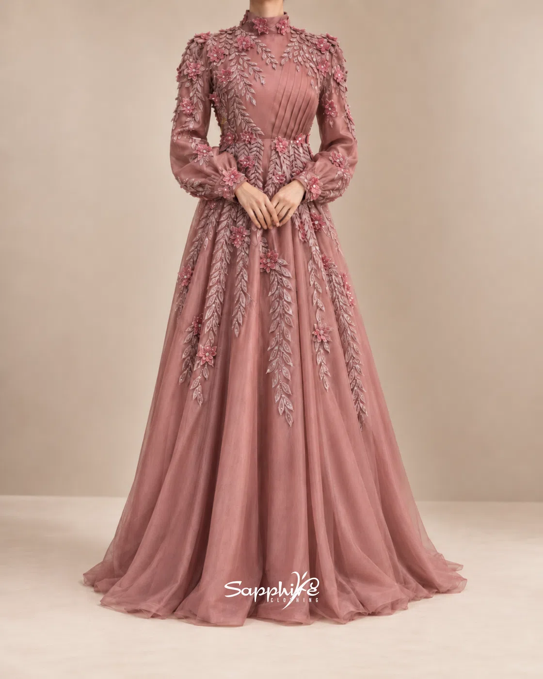 Rosewood Bloom 3D Floral Gown detail 1