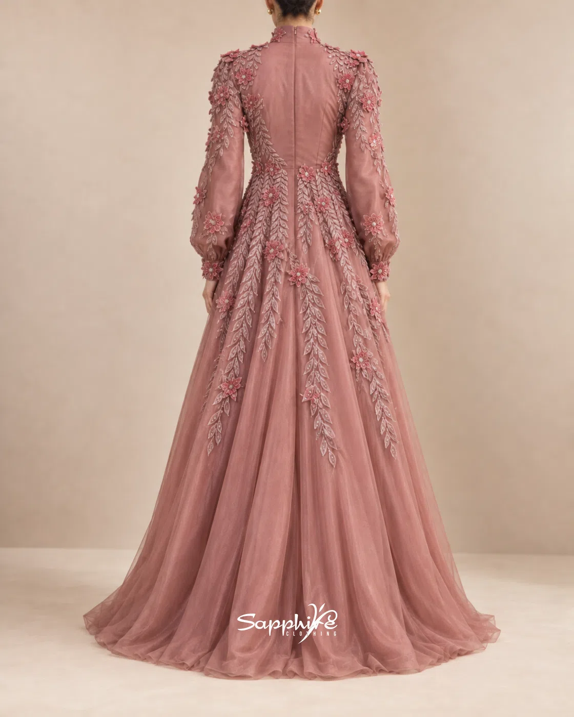 Rosewood Bloom 3D Floral Gown detail 2