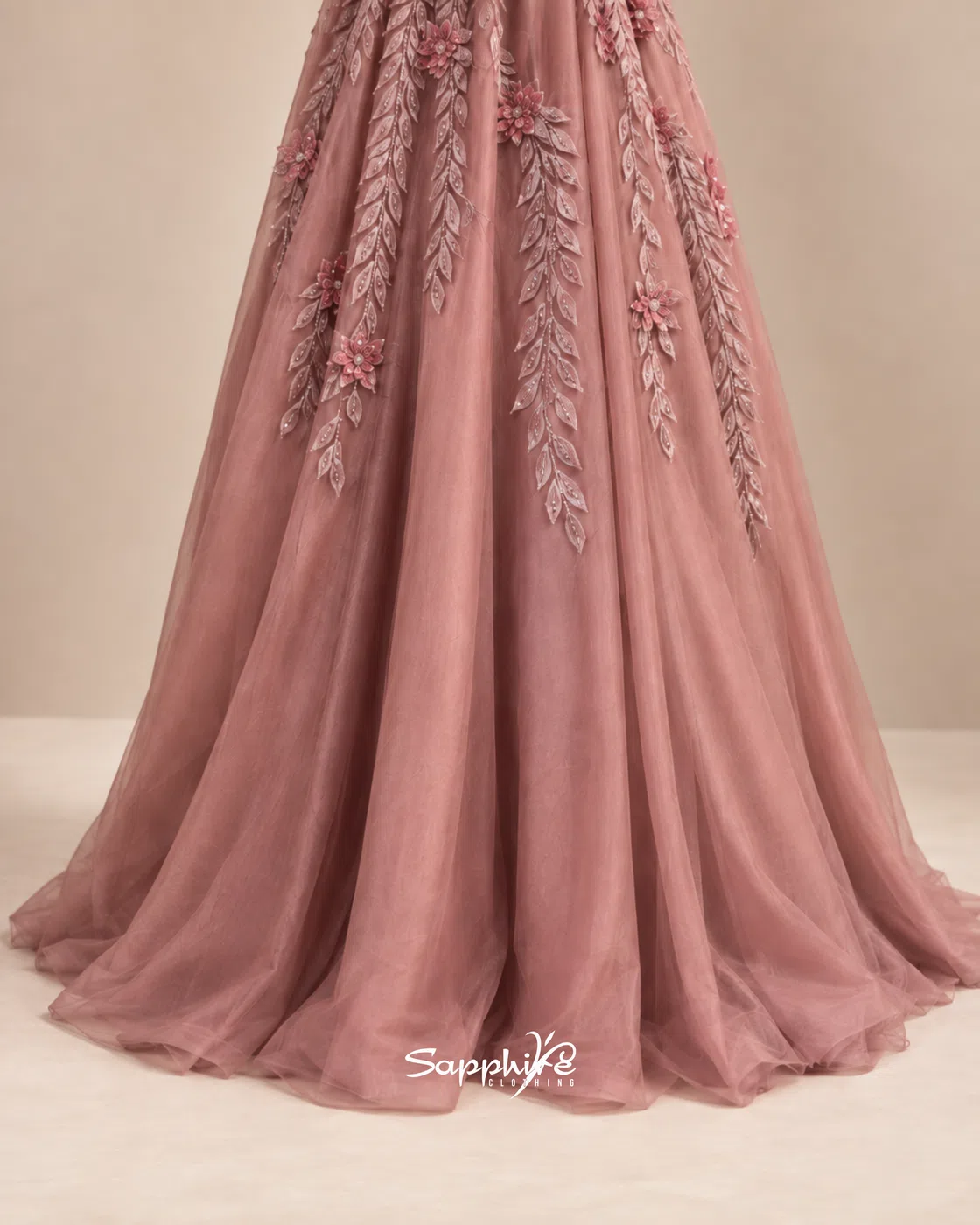 Rosewood Bloom 3D Floral Gown detail 5