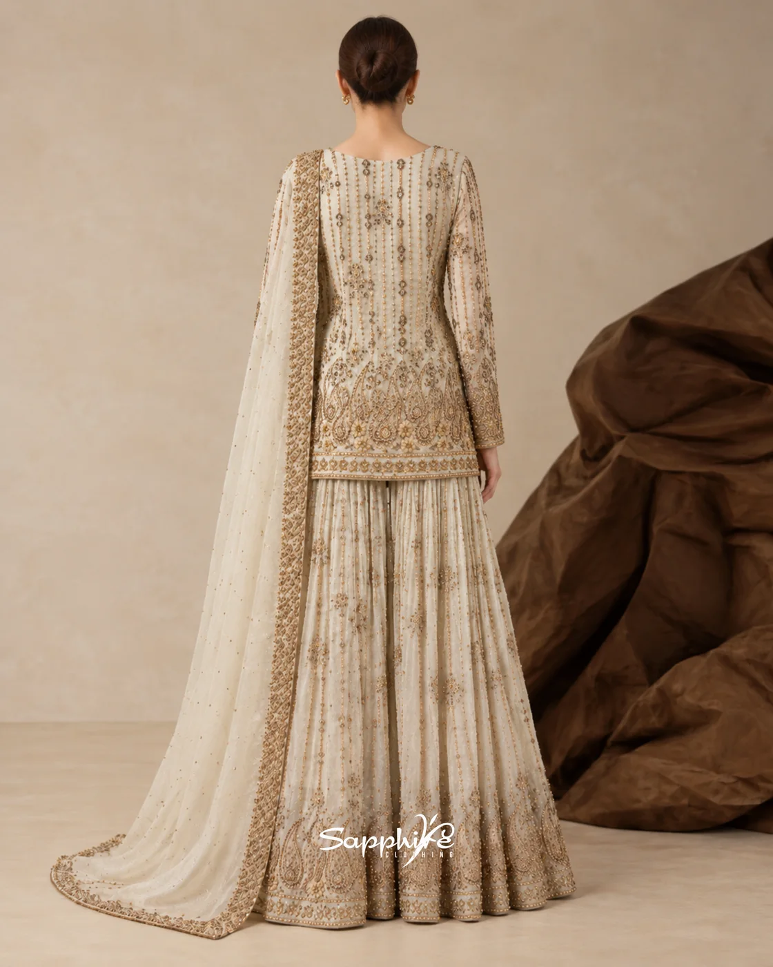 Zahra Pearl Embellished Gharara Set detail 2