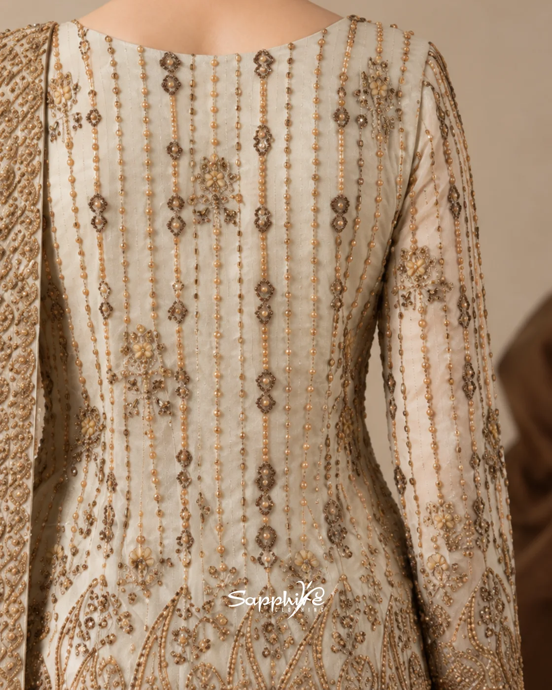 Zahra Pearl Embellished Gharara Set detail 4