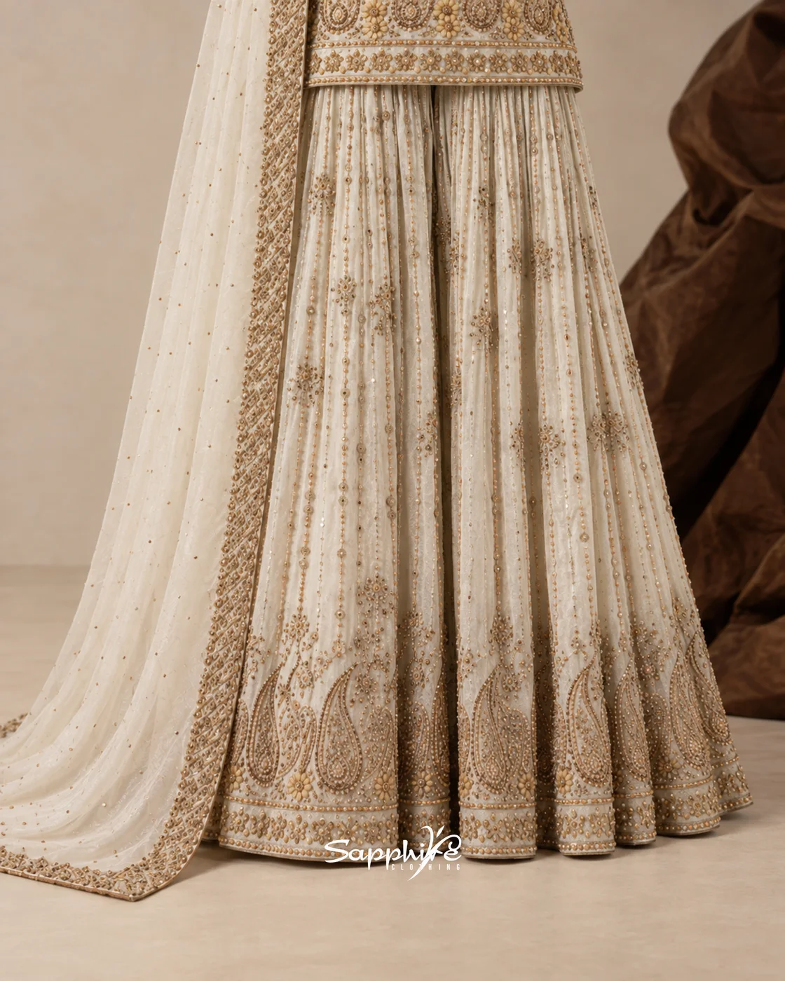 Zahra Pearl Embellished Gharara Set detail 7