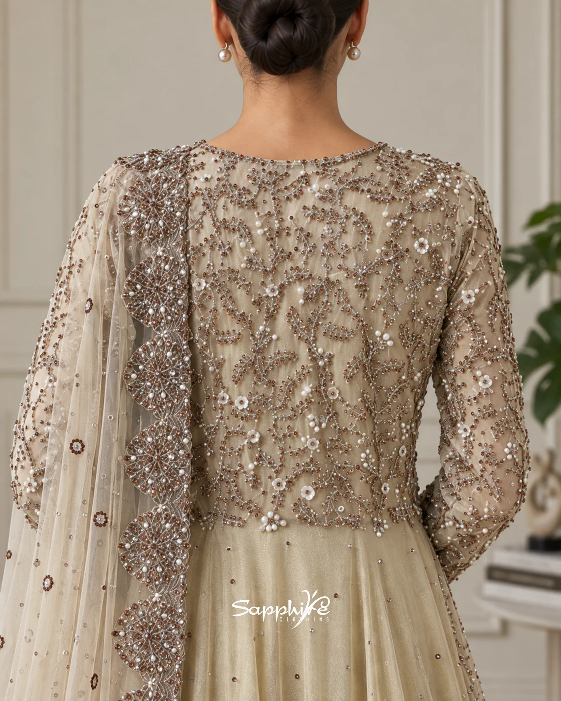 Aurelia Champagne Embellished Bridal Gown detail 4