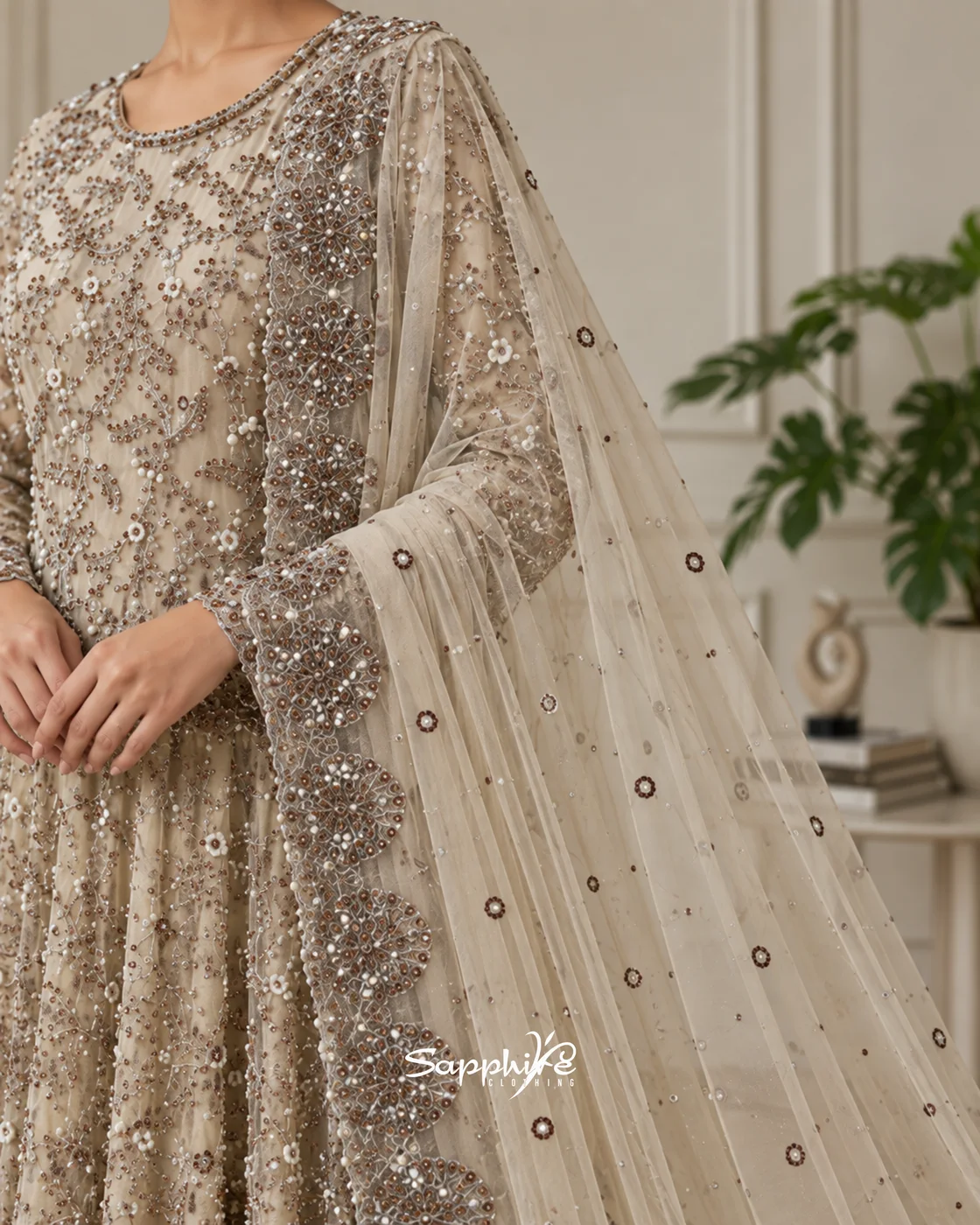 Aurelia Champagne Embellished Bridal Gown detail 5