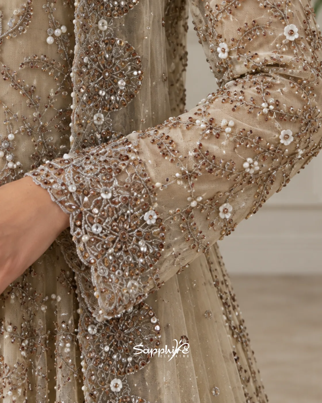 Aurelia Champagne Embellished Bridal Gown detail 6
