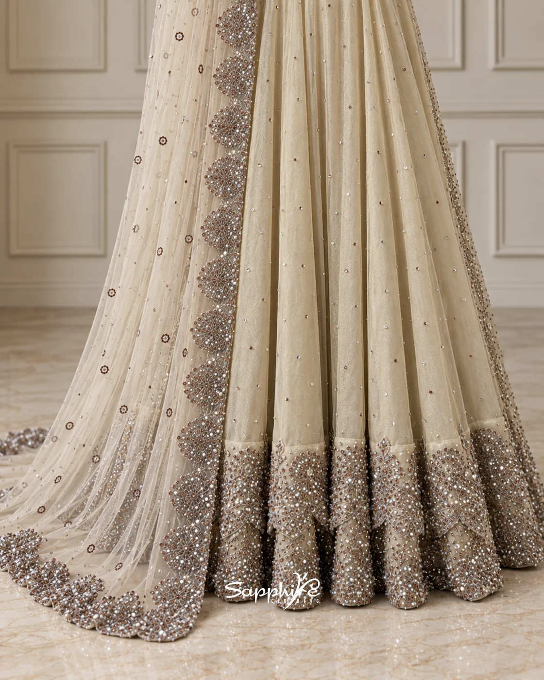 Aurelia Champagne Embellished Bridal Gown detail 7