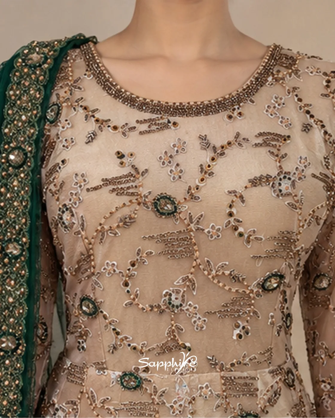Emerald Aurelia Embellished Gown detail 3