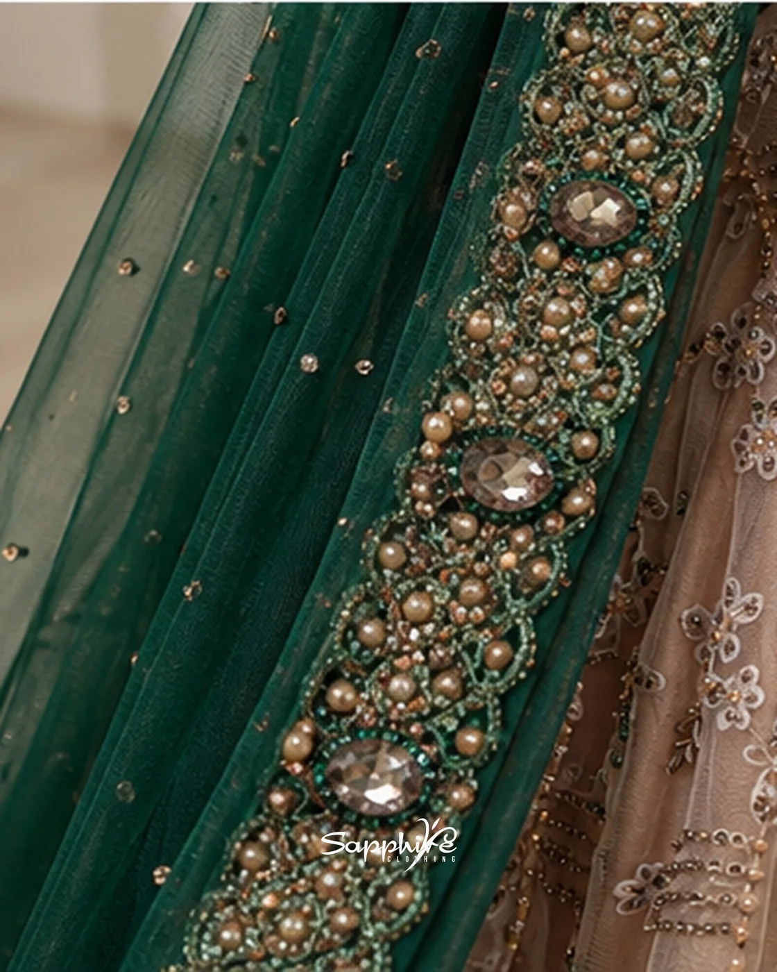 Emerald Aurelia Embellished Gown detail 6