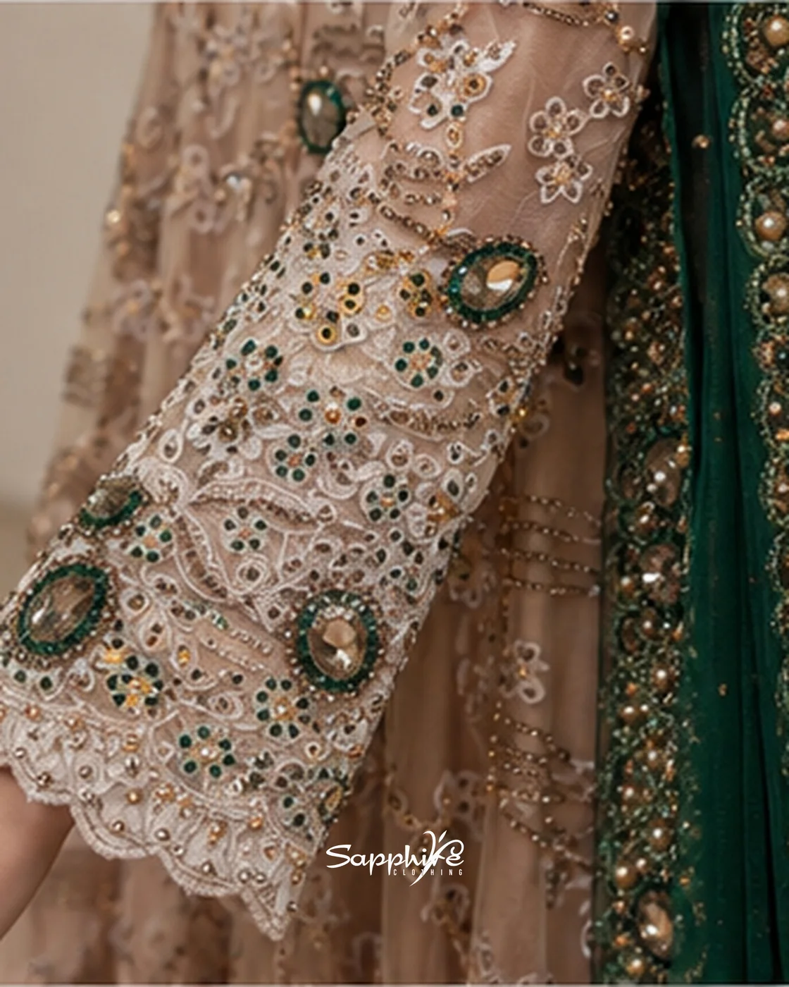 Emerald Aurelia Embellished Gown detail 7