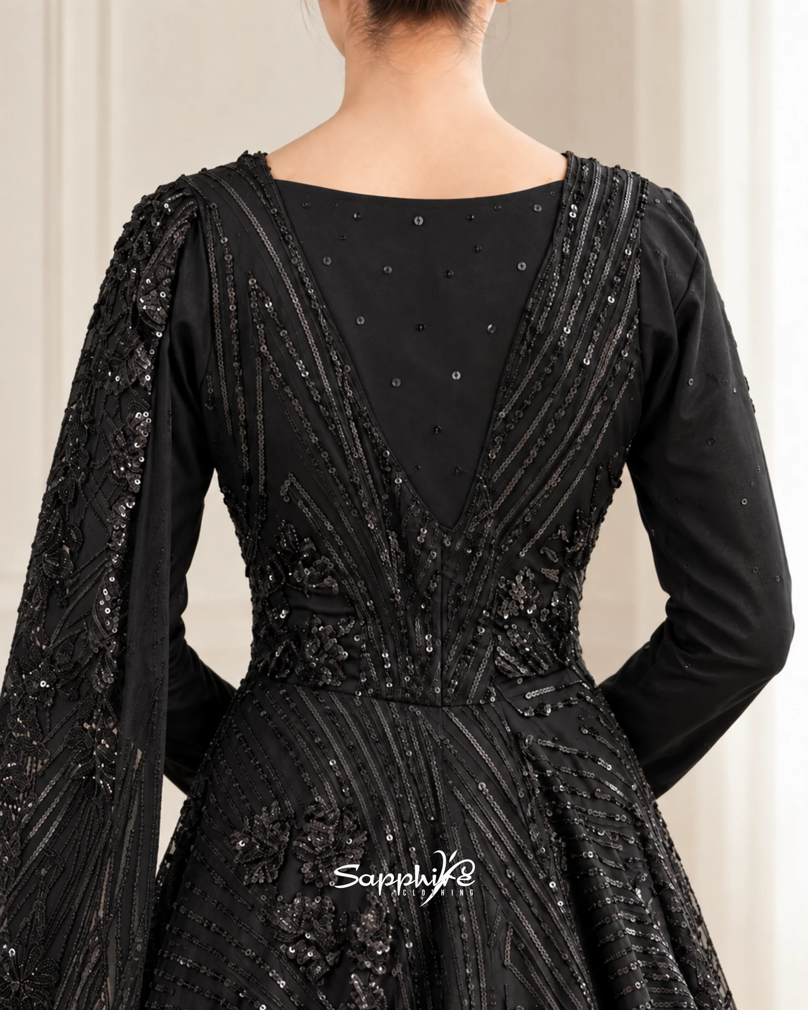 Midnight Bloom 3D Floral Gown detail 4